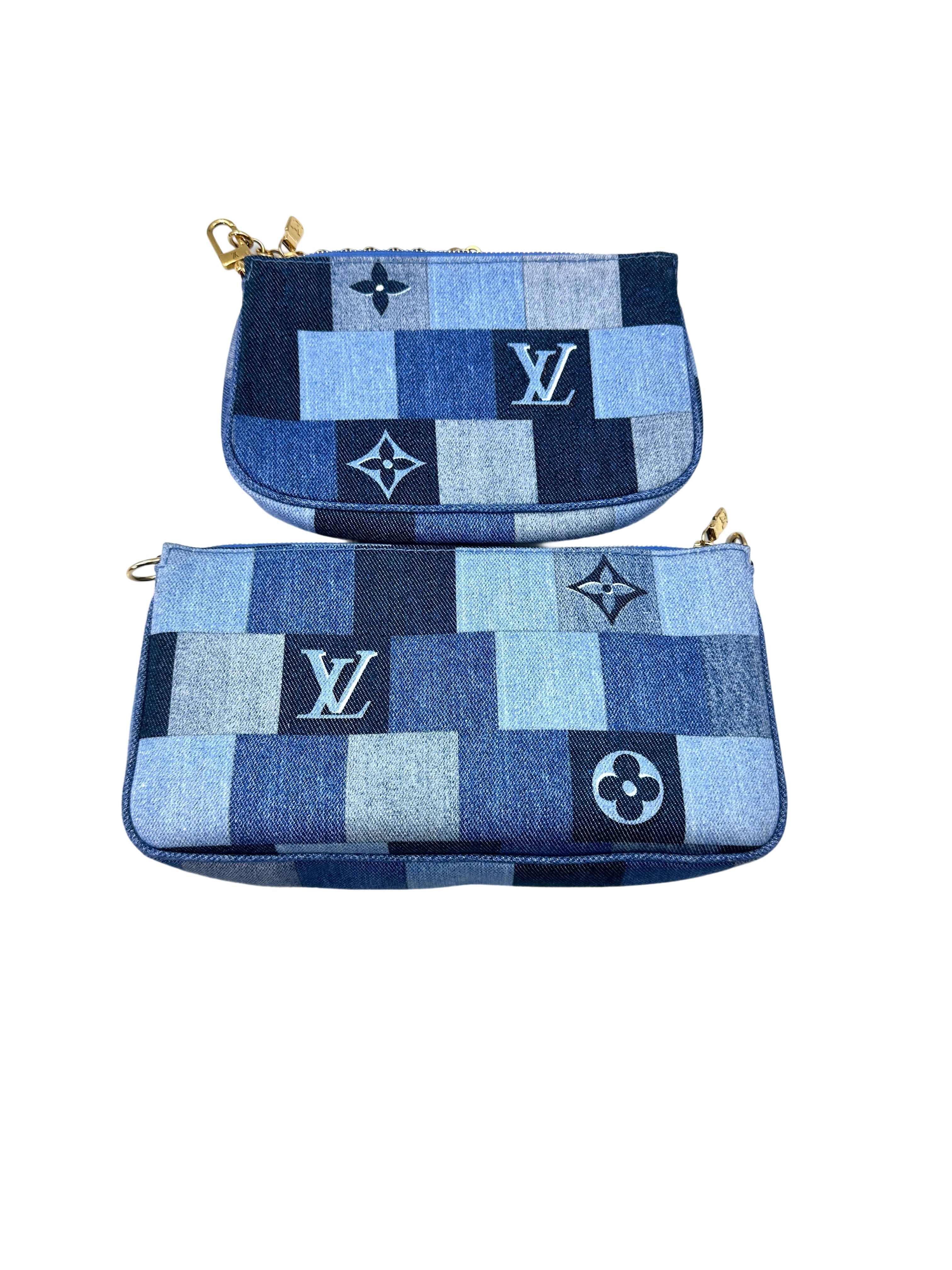 Louis Vuitton Blue Monogram Denim Patchwork Multi Pochette Accessories