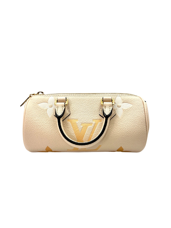 Louis Vuitton Papillon BB Beige Monogram Empreinte Leather Handle Bag With Pouch