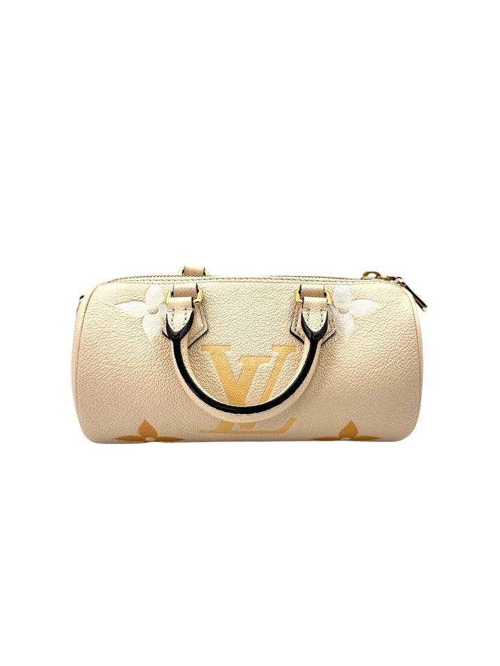 Louis Vuitton Papillon BB Beige Monogram Empreinte Leather Handle Bag With Pouch