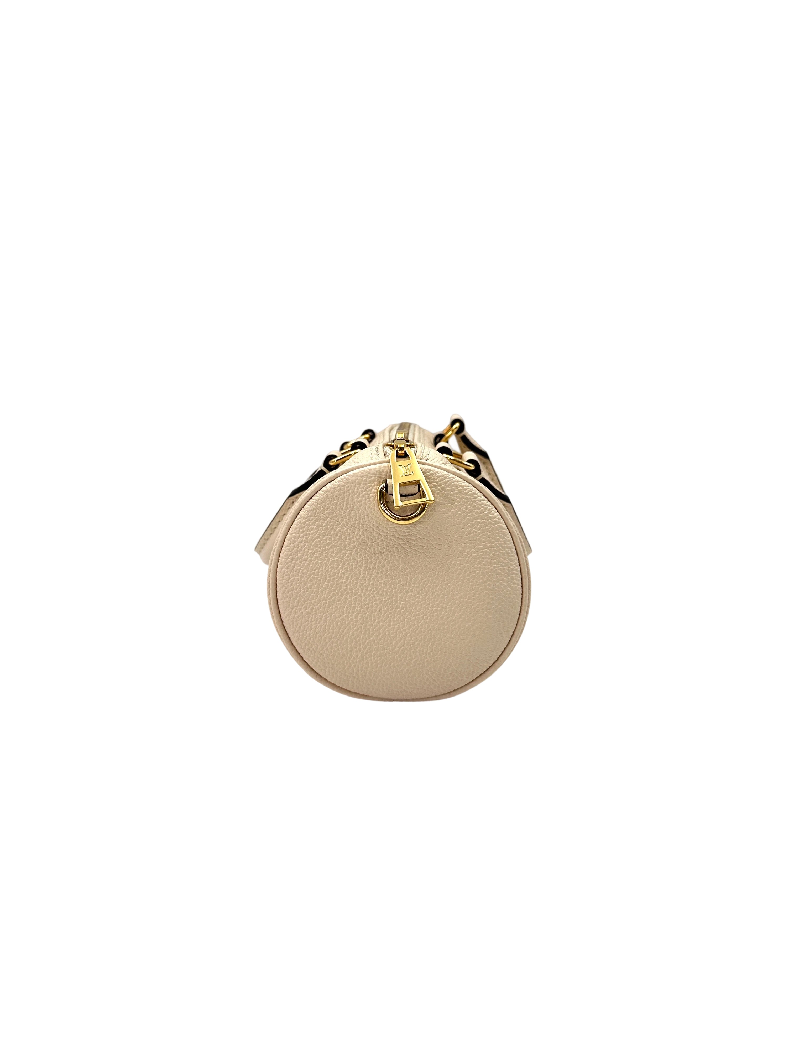 Louis Vuitton Papillon BB Beige Monogram Empreinte Leather Handle Bag With Pouch