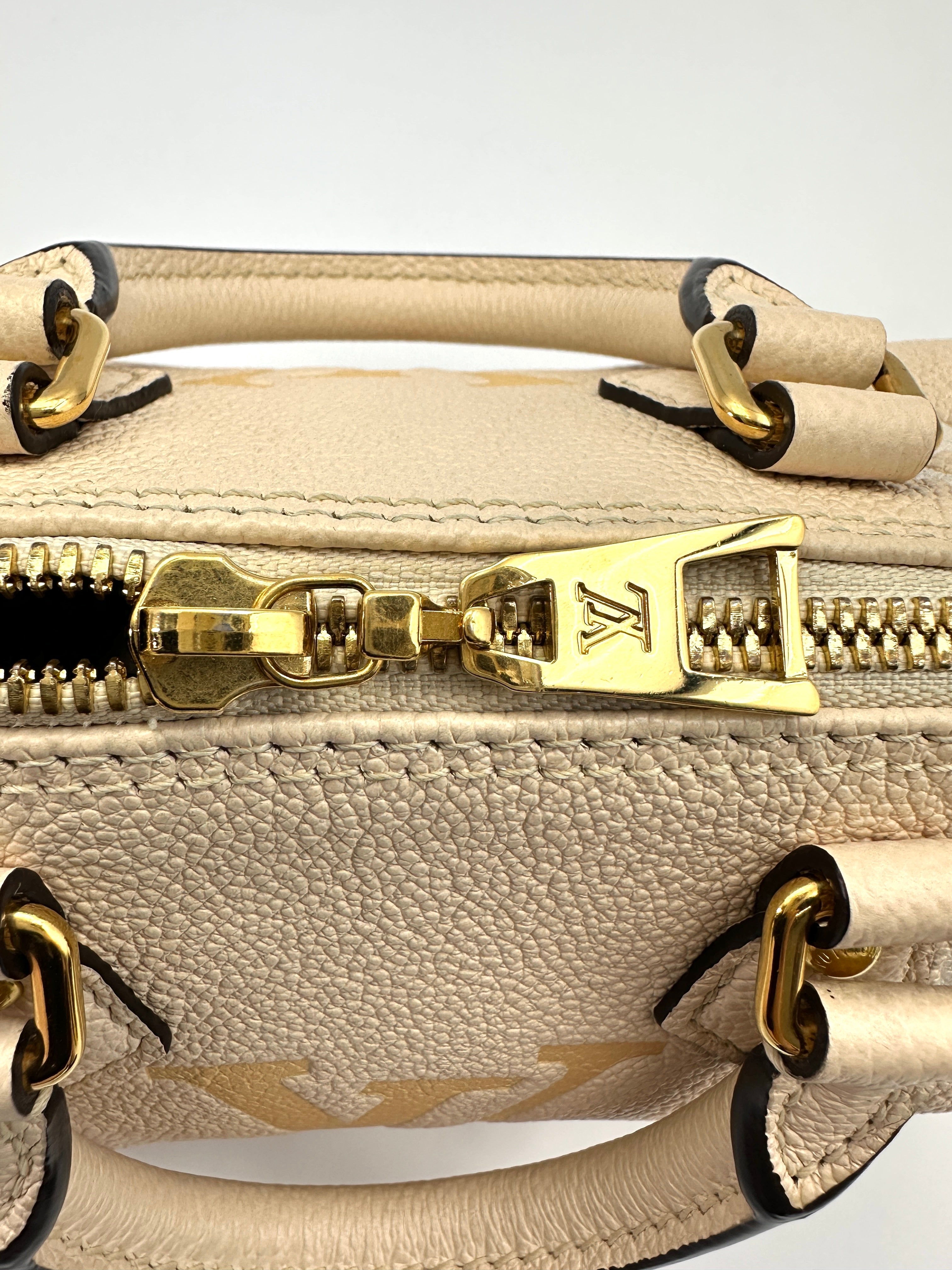 Louis Vuitton Papillon BB Beige Monogram Empreinte Leather Handle Bag With Pouch