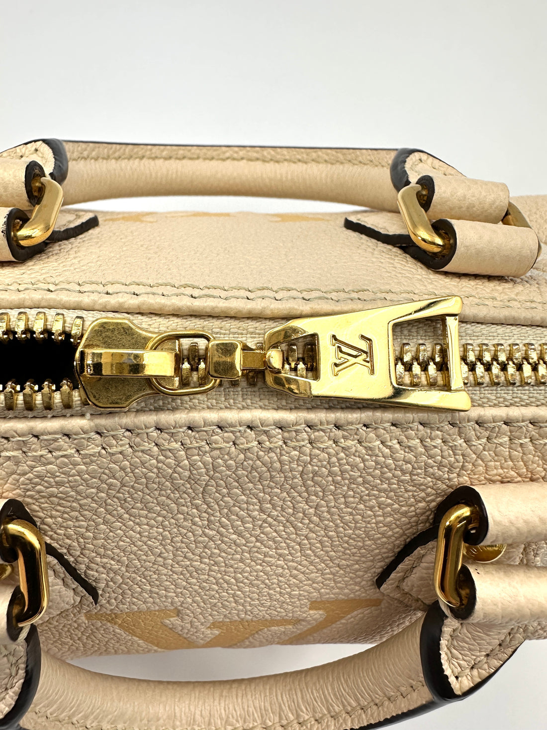 Louis Vuitton Papillon BB Beige Monogram Empreinte Leather Handle Bag With Pouch