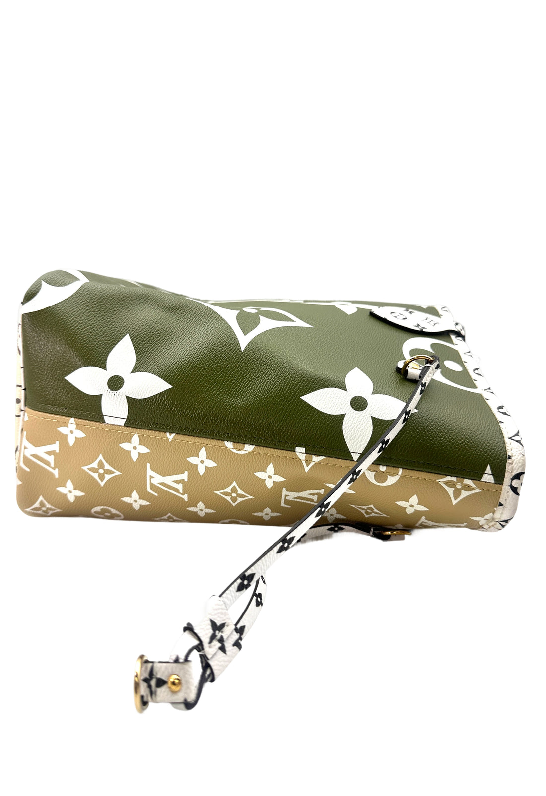 Louis Vuitton Summer 2019 Neverfull MM Green/White Giant Monogram Leather Handle Bag With Pouch