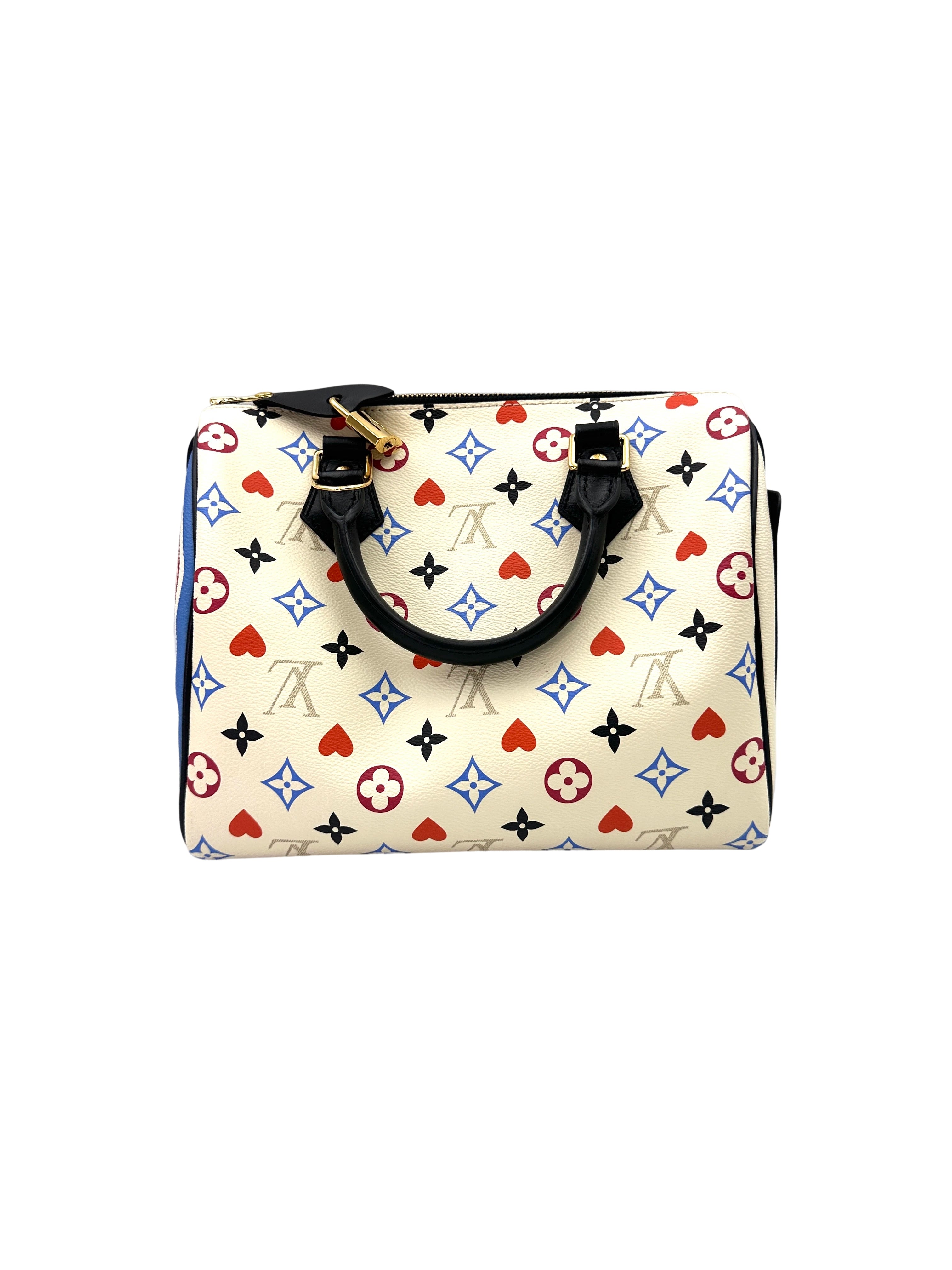 Louis Vuitton Game On Speedy25 White Multicolor Monogram Handle Bag