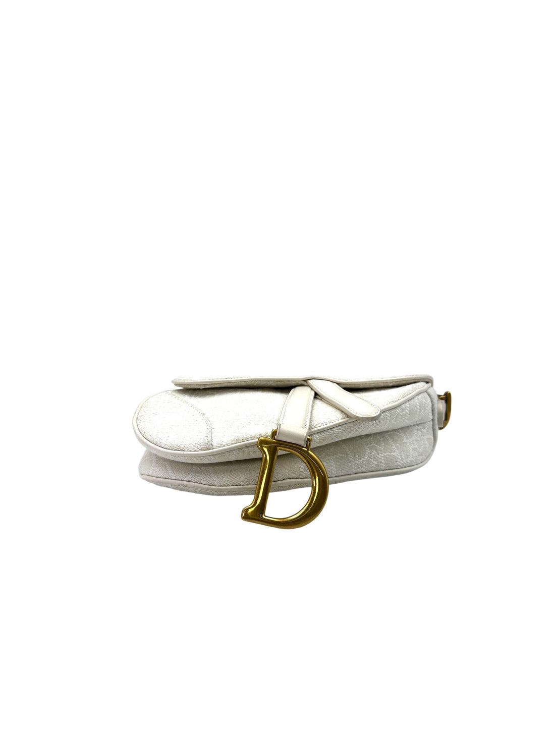 Christian Dior Oblique White Canvas Small Size Saddle Bag