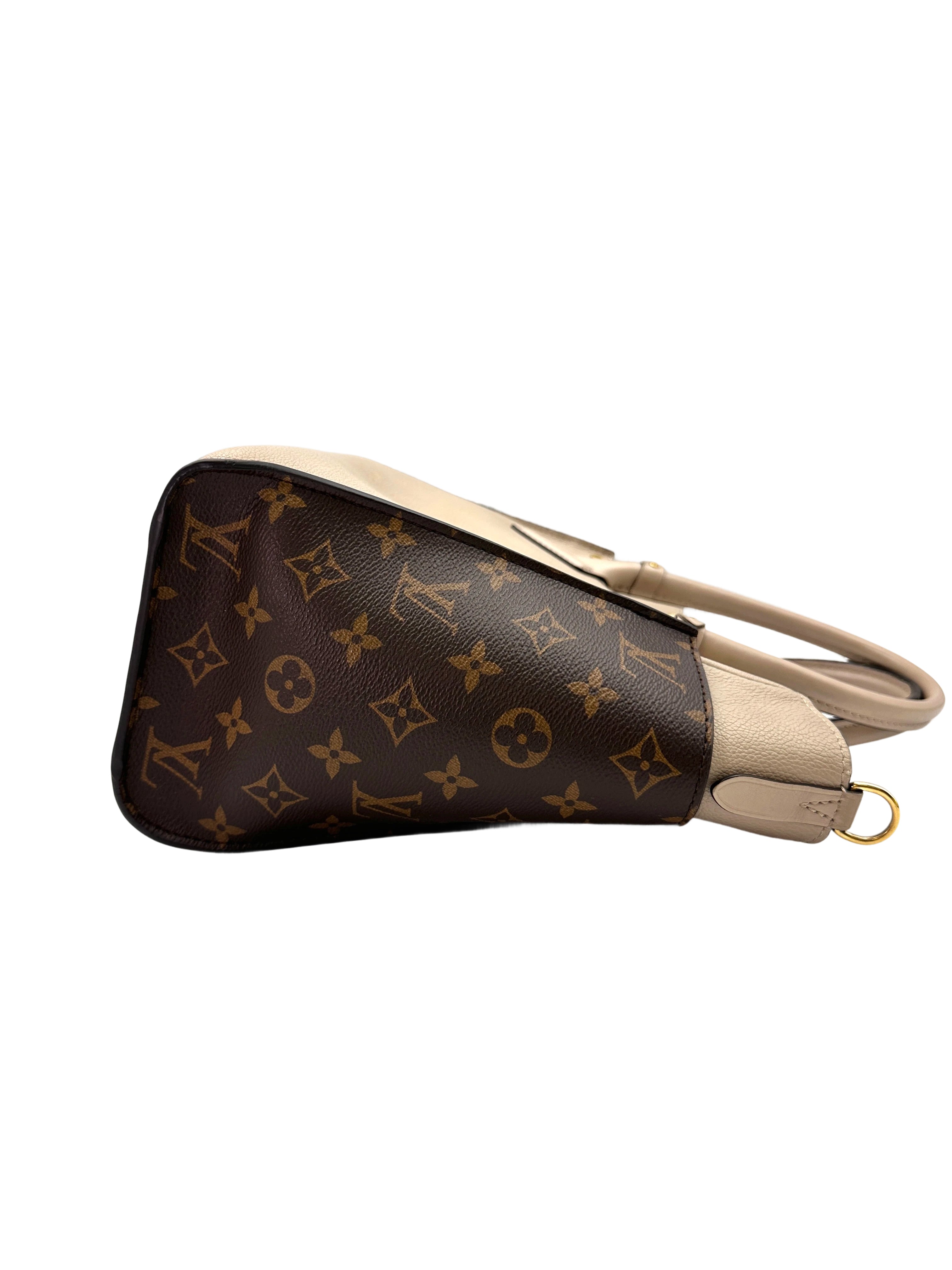 Louis Vuitton On My Side MM Beige Leather & Monogram Canvas Handle Bag