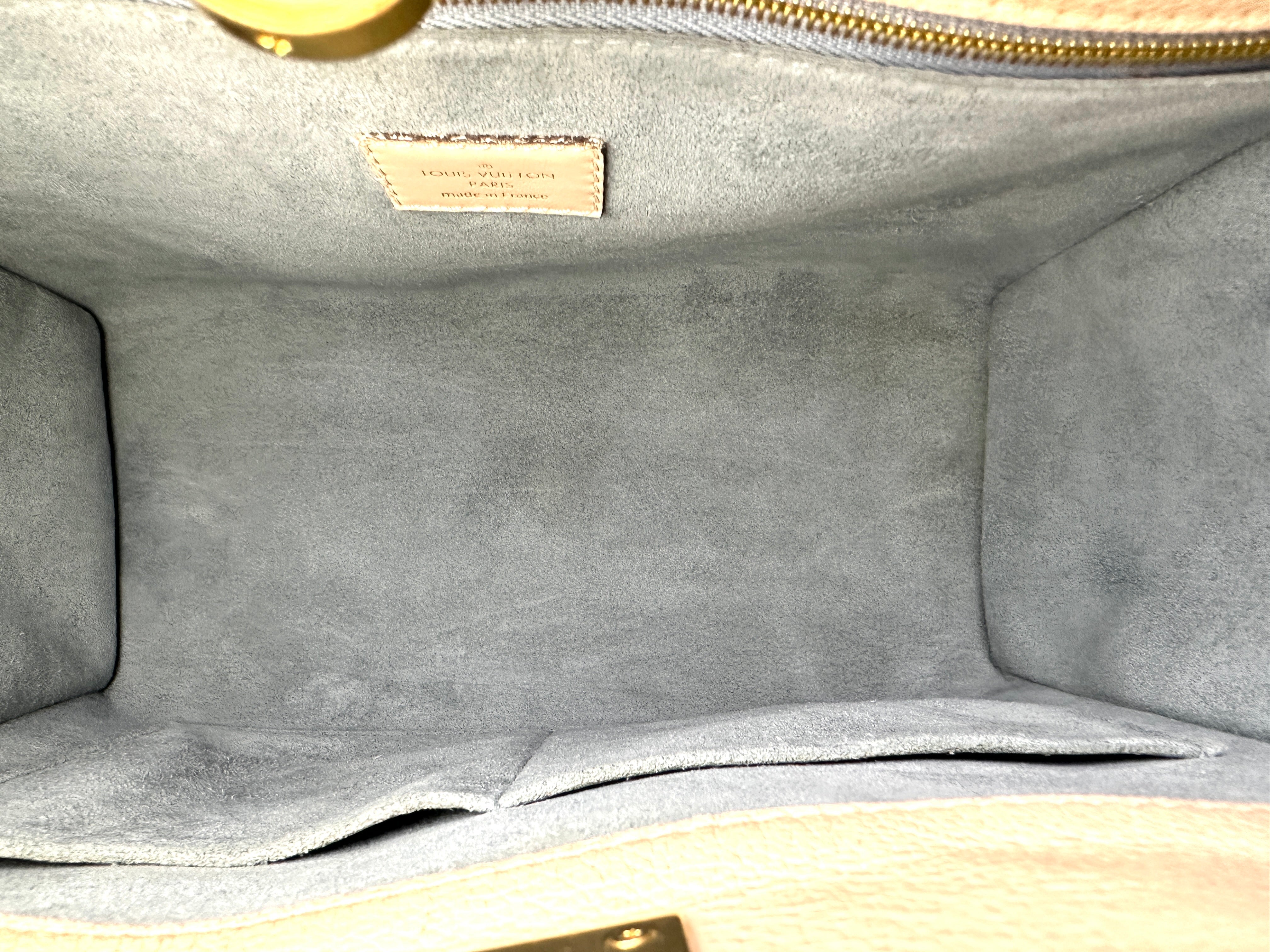 Louis Vuitton On My Side MM Beige Leather & Monogram Canvas Handle Bag