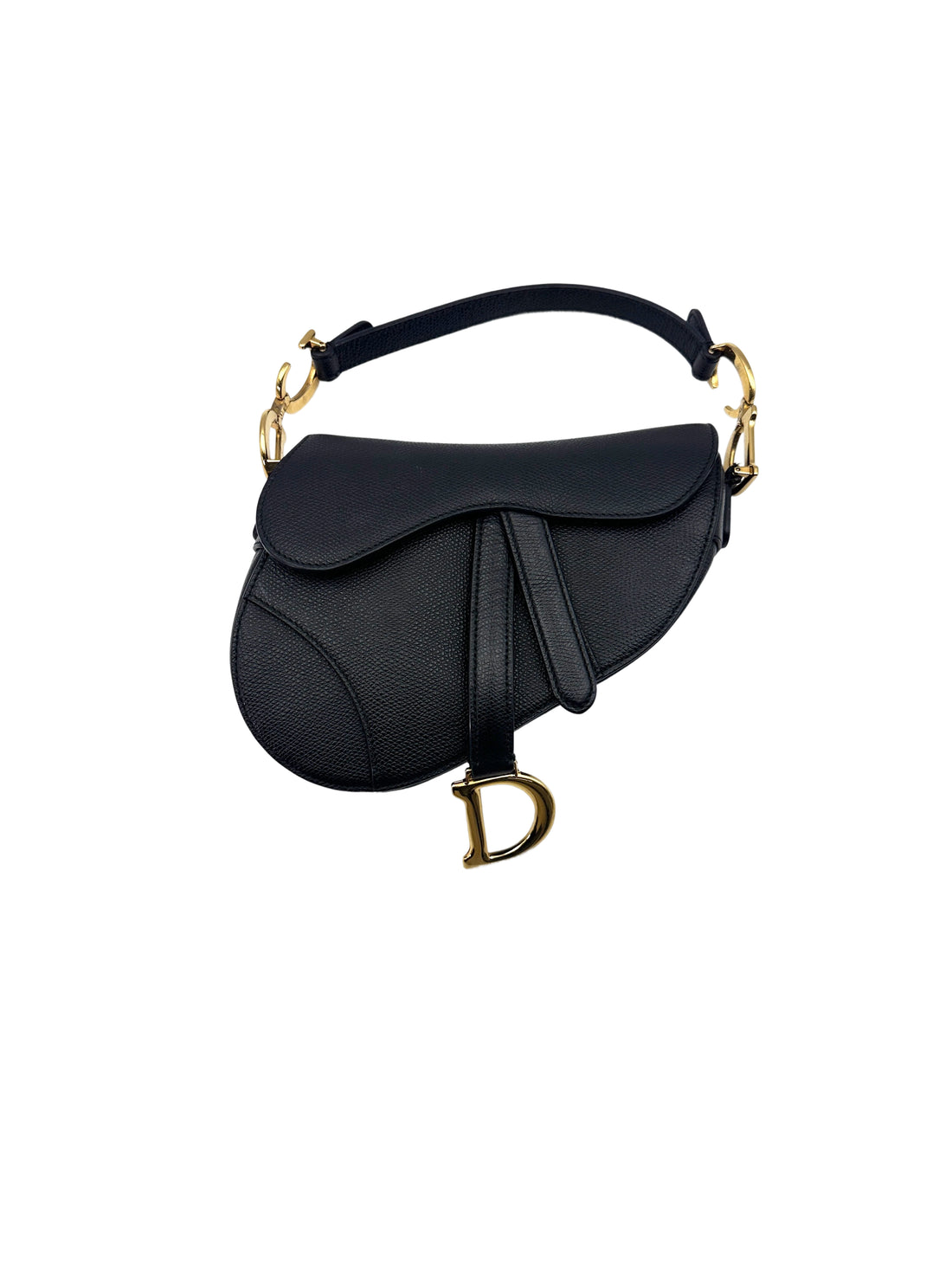Christian Dior Black Leather Small Size Saddle Bag