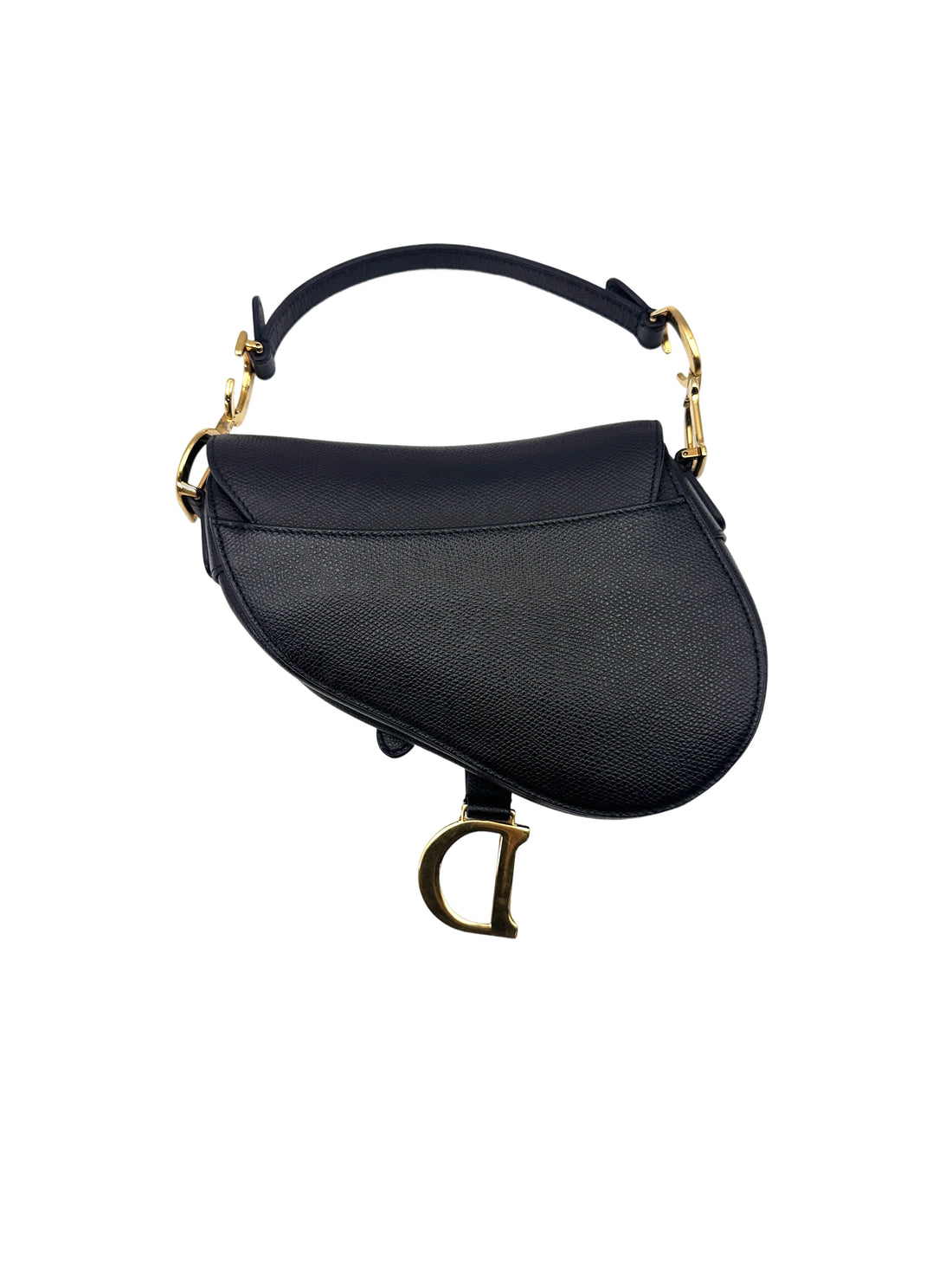 Christian Dior Black Leather Small Size Saddle Bag