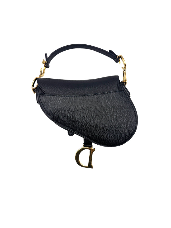 Christian Dior Black Leather Small Size Saddle Bag