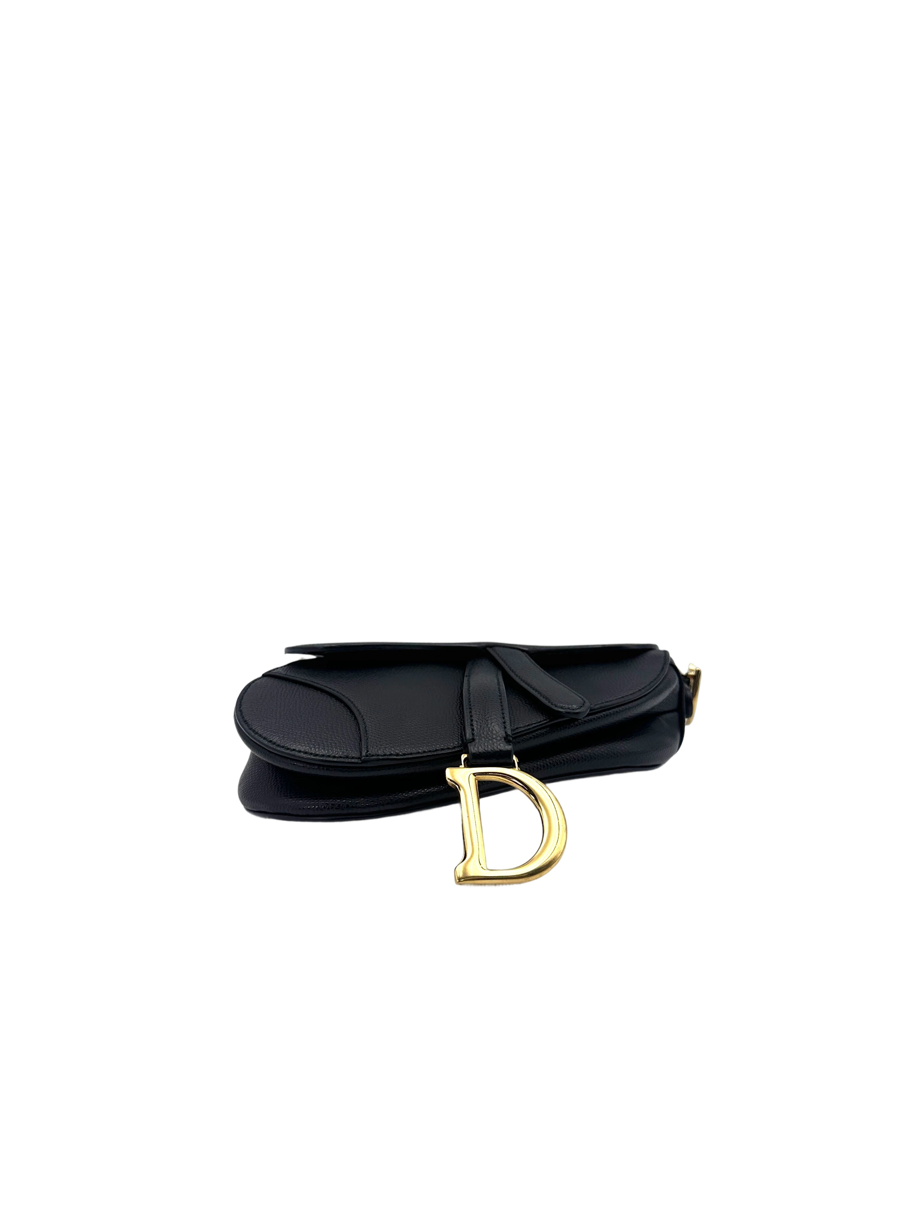 Christian Dior Black Leather Small Size Saddle Bag