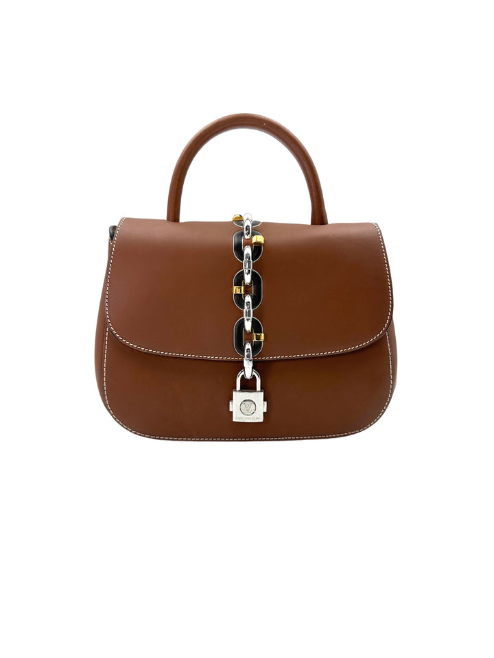 Louis Vuitton Chain It Brown Leather Handle Bag With Silver Hardware