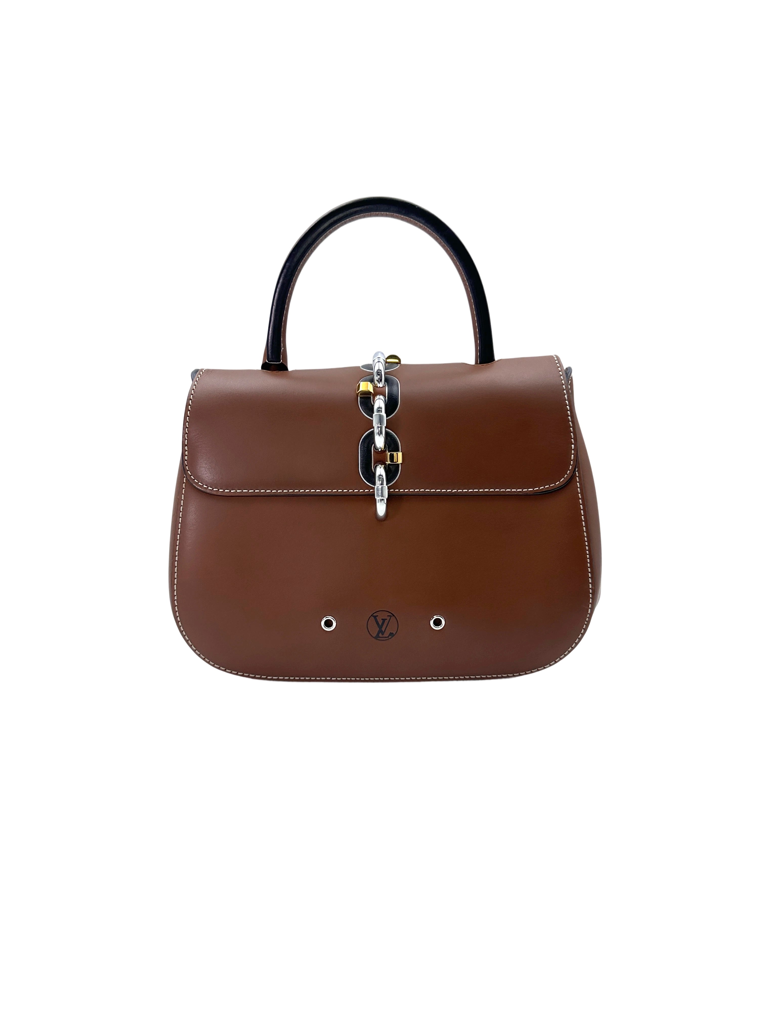 Louis Vuitton Chain It Brown Leather Handle Bag With Silver Hardware