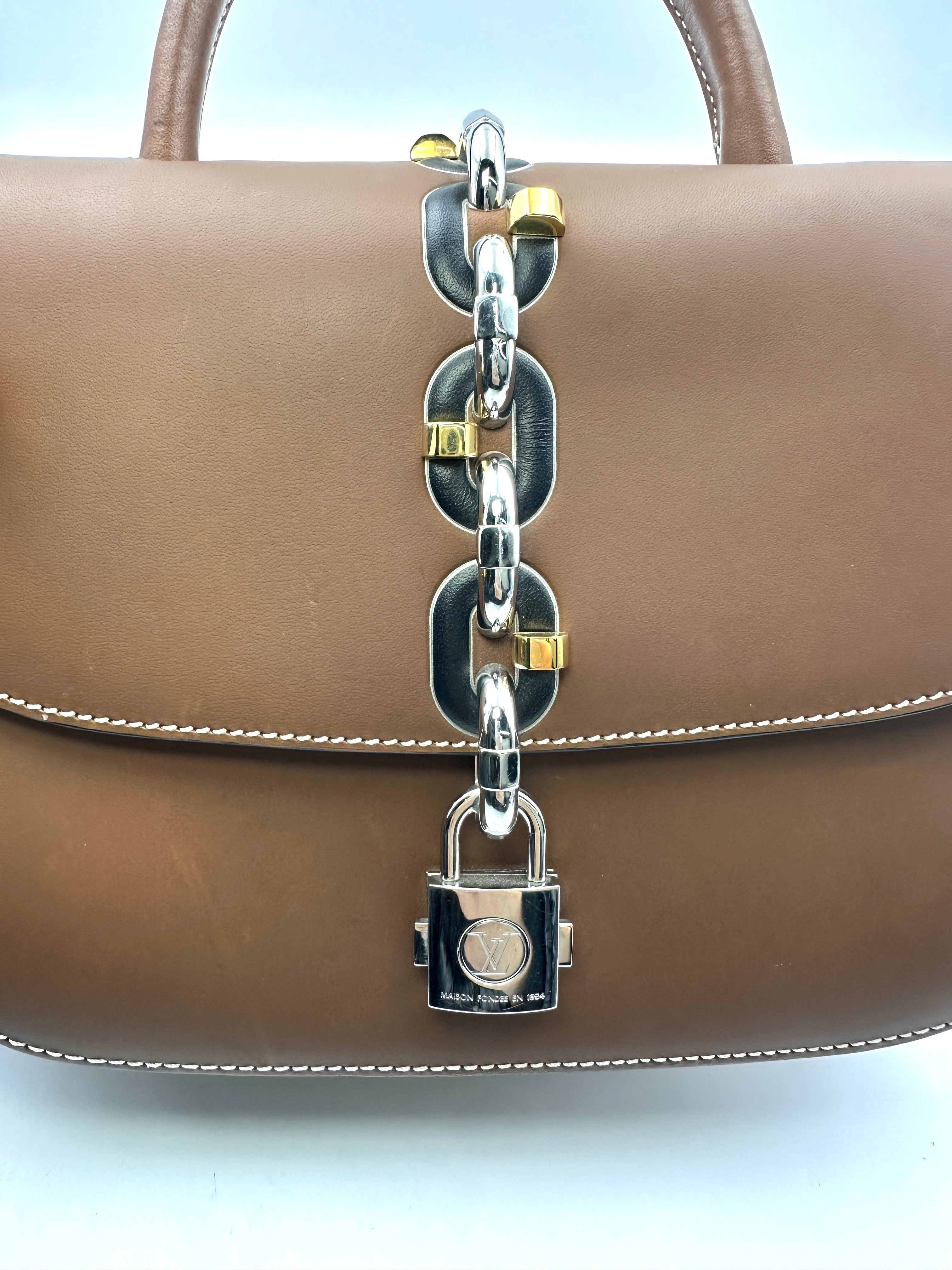 Louis Vuitton Chain It Brown Leather Handle Bag With Silver Hardware