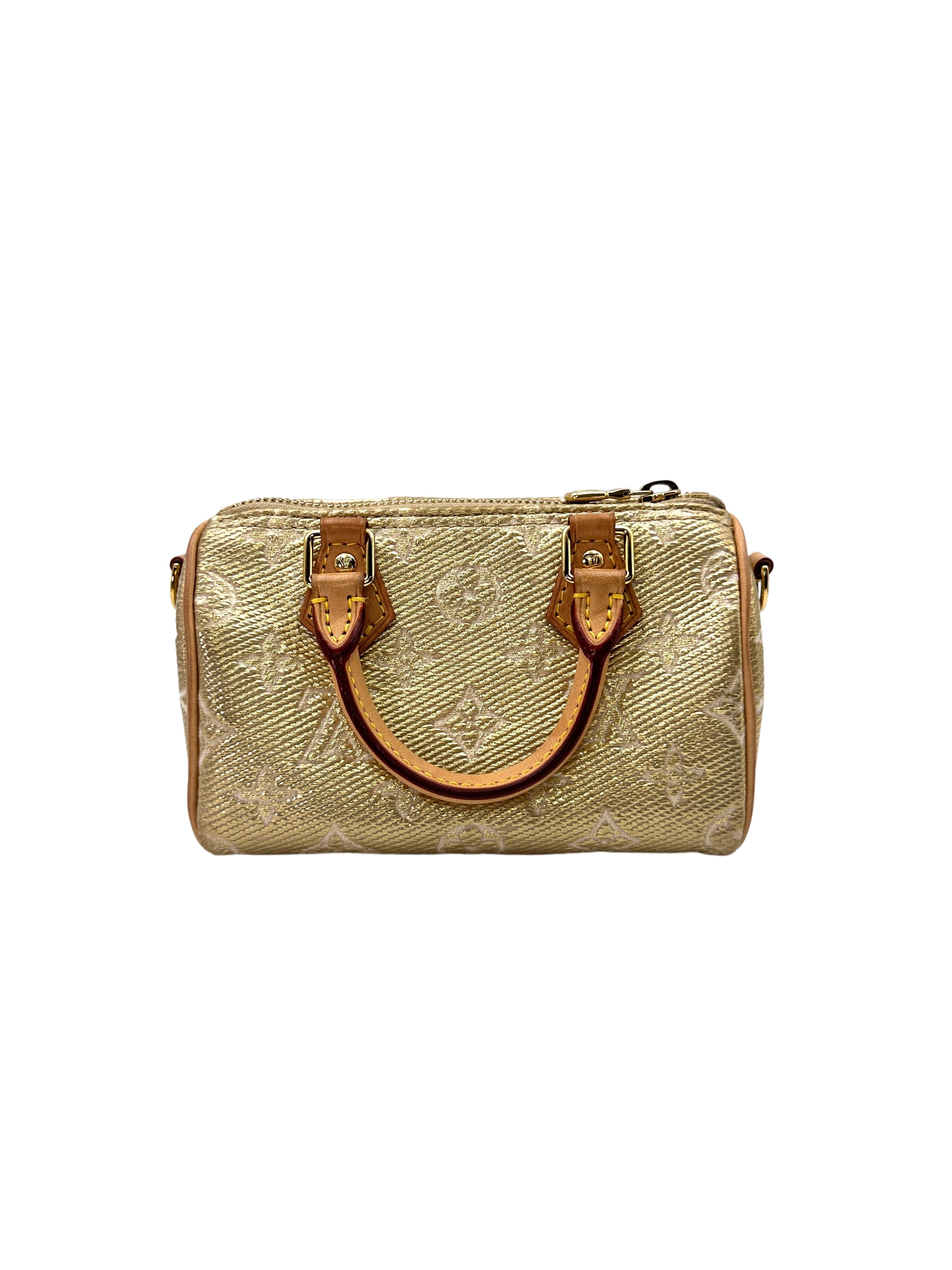 Louis Vuitton Nano Speedy MonoGlam Gold Metallic Monogram Jacquard Canvas Handle Bag