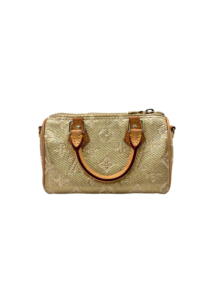 Louis Vuitton Nano Speedy MonoGlam Gold Metallic Monogram Jacquard Canvas Handle Bag