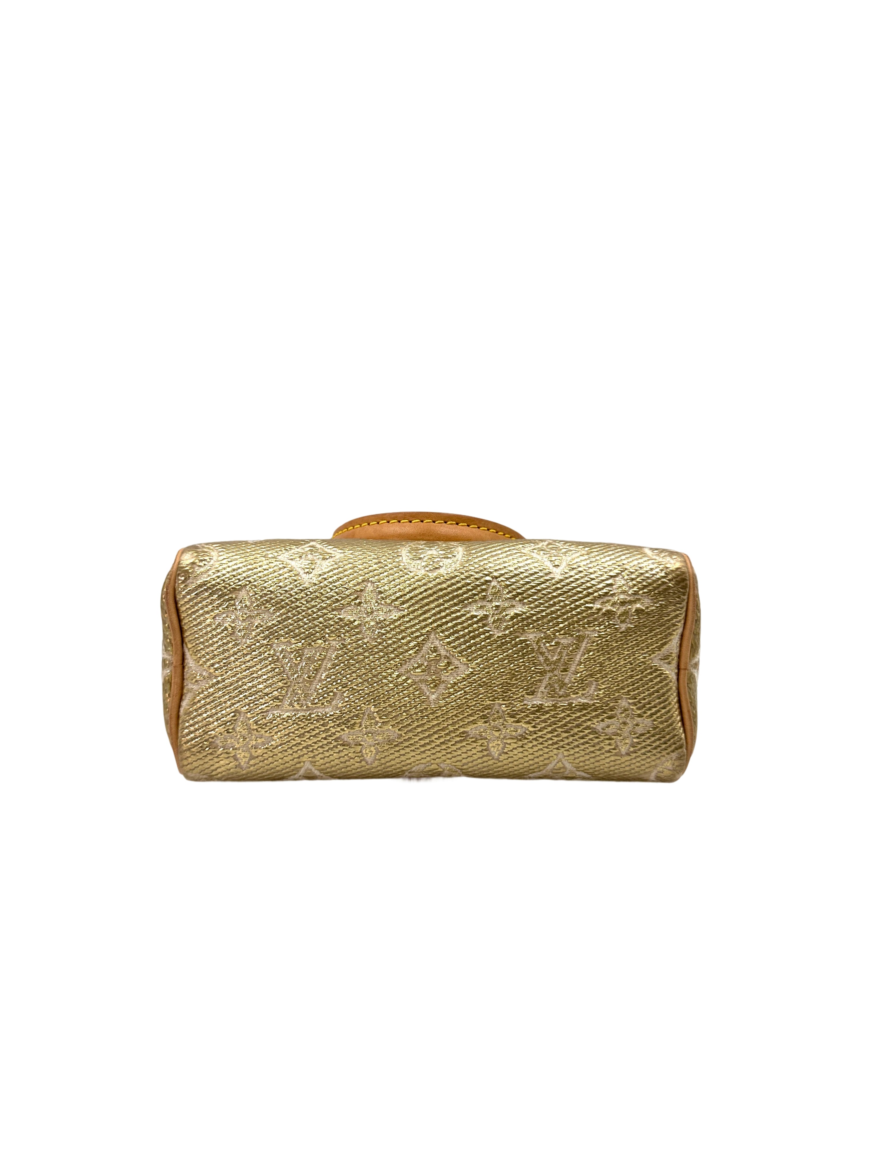 Louis Vuitton Nano Speedy MonoGlam Gold Metallic Monogram Jacquard Canvas Handle Bag
