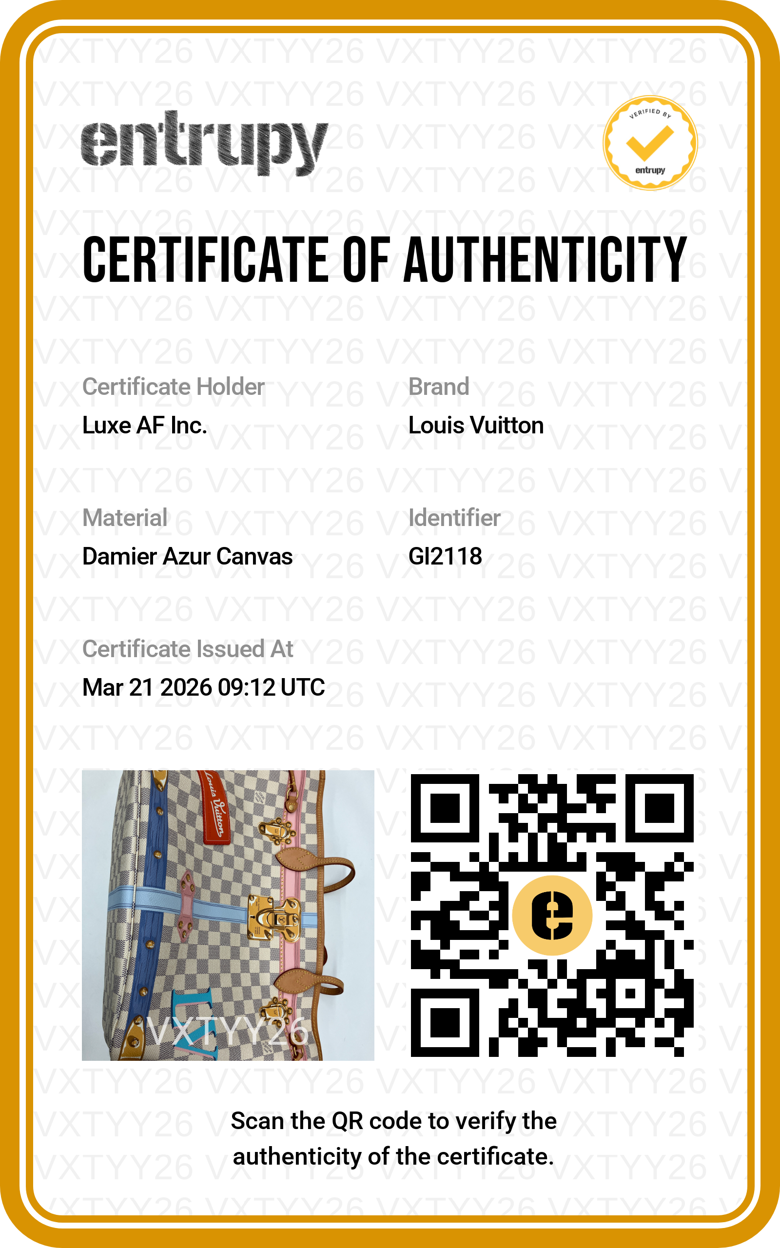 Louis Vuitton Neverfull Damier Azur Trompe L'oeil Tote Handle Bag With Pouch