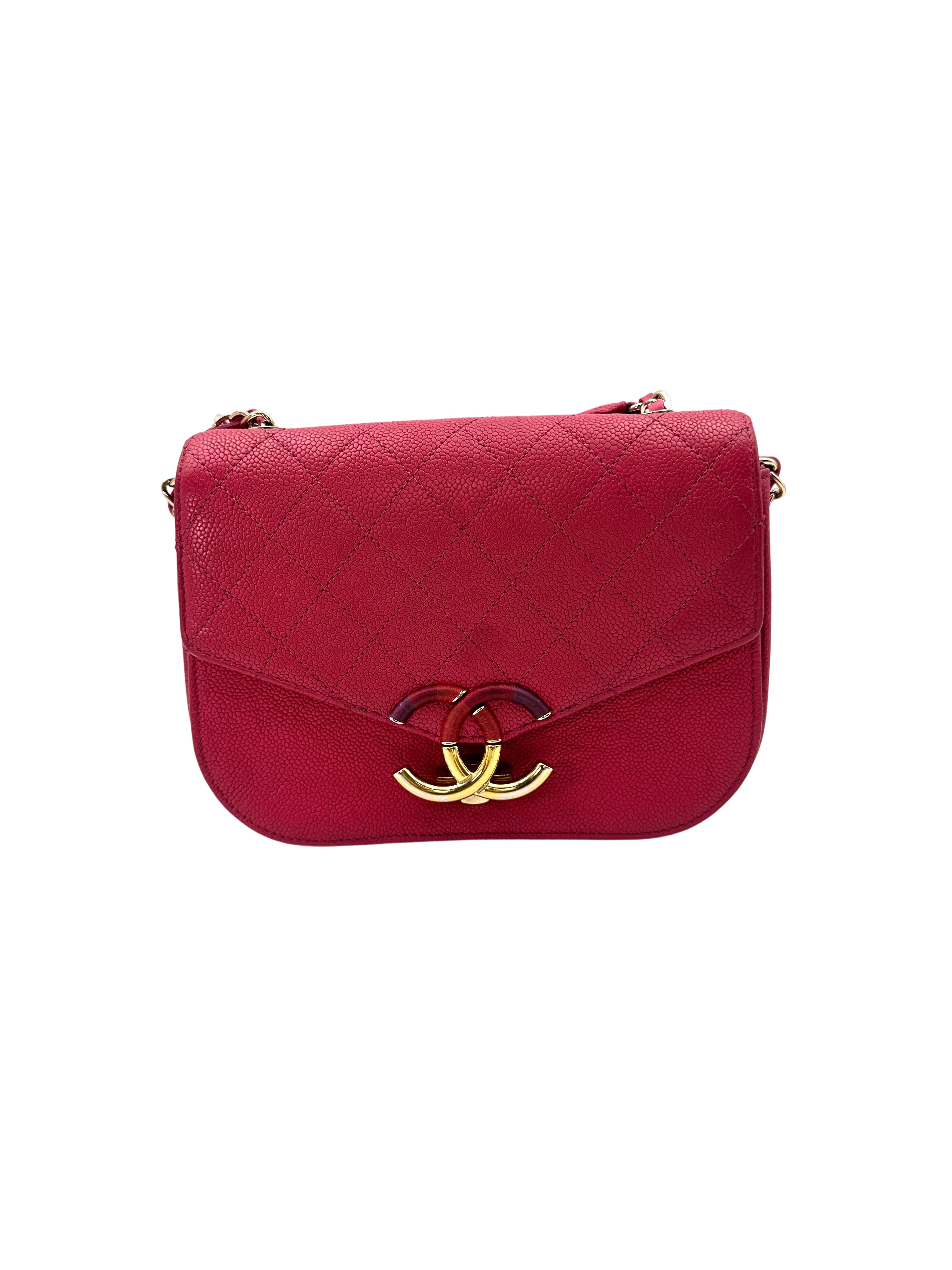 Chanel CoCo Cuba Red Quilted Leather Top Handle Flap Bag
