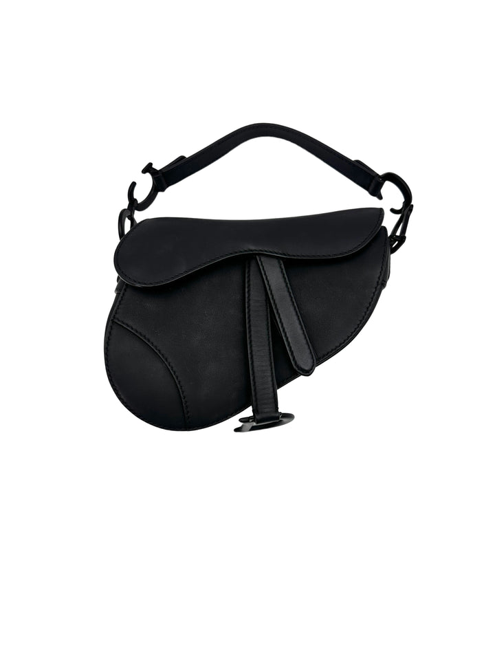 Christian Dior Ultra Matte Black Leather Small Size Saddle Bag