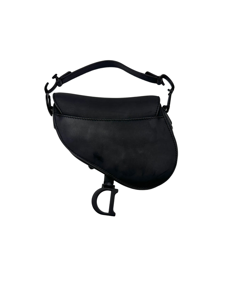 Christian Dior Ultra Matte Black Leather Small Size Saddle Bag