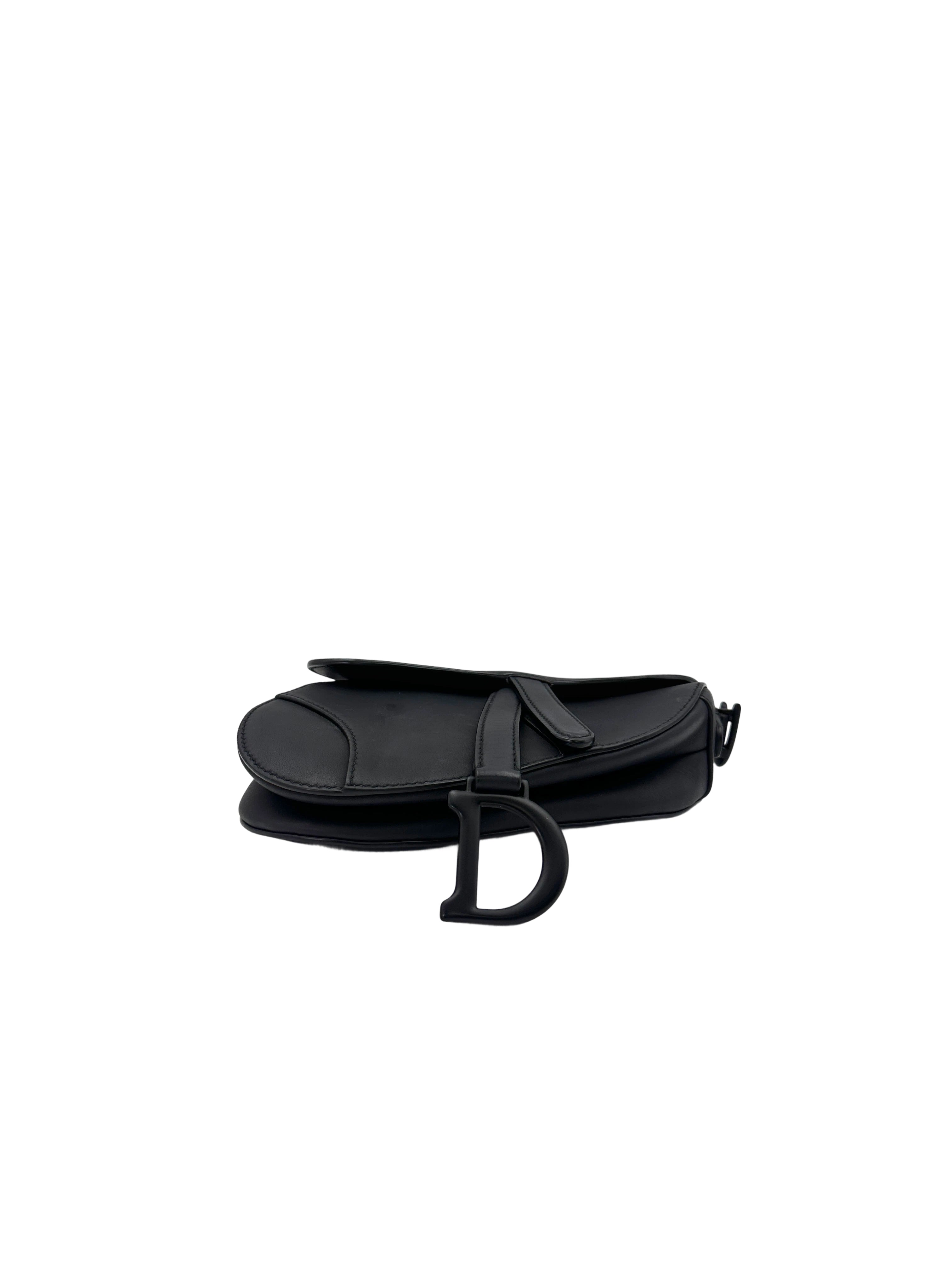 Christian Dior Ultra Matte Black Leather Small Size Saddle Bag