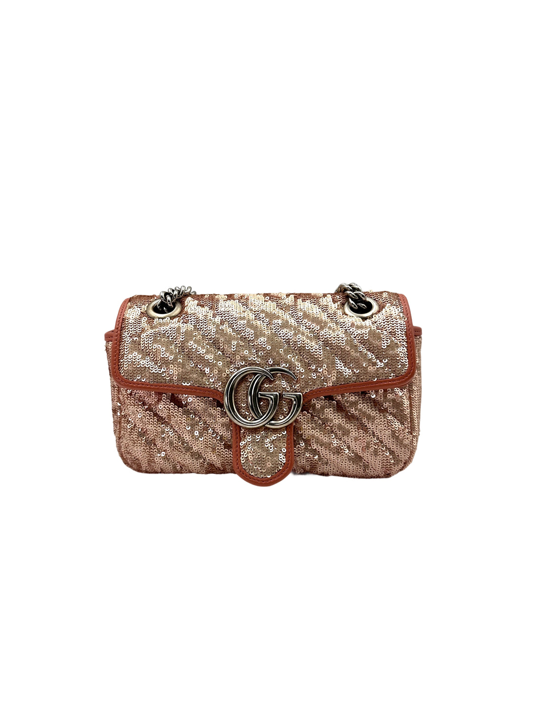 Gucci GG Marmont Pink/Silver Sequin Flap Bag