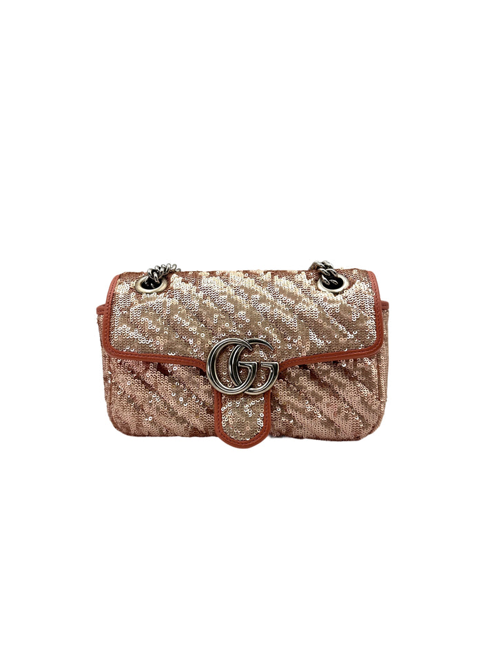 Gucci GG Marmont Pink/Silver Sequin Flap Bag
