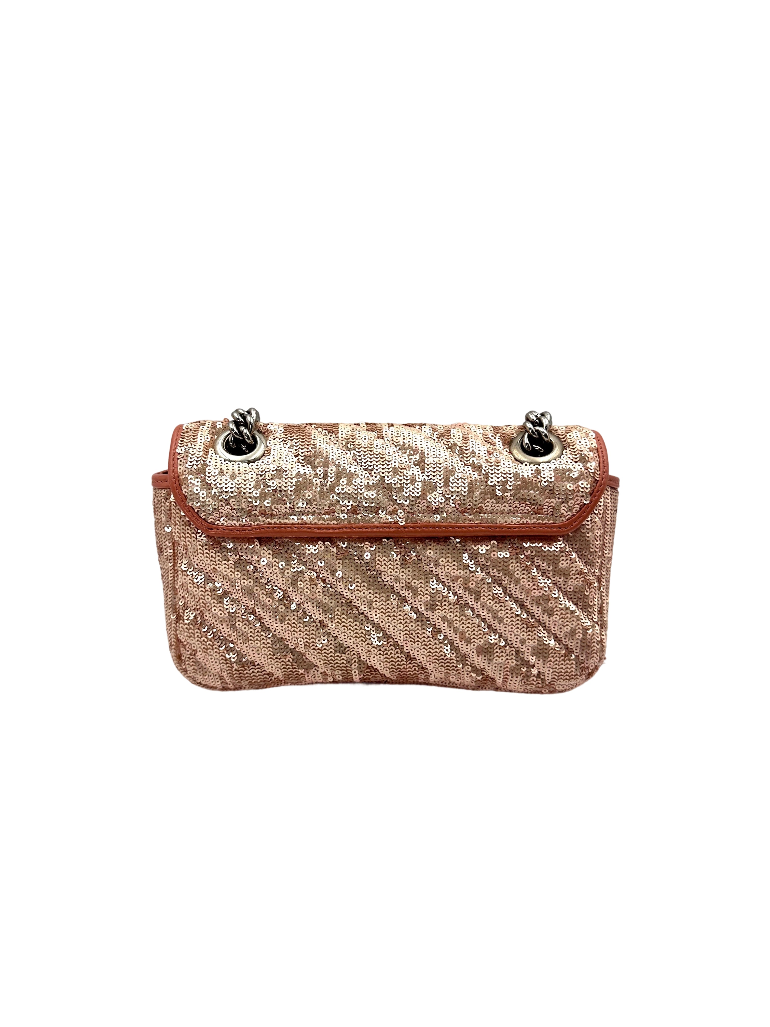 Gucci GG Marmont Pink/Silver Sequin Flap Bag