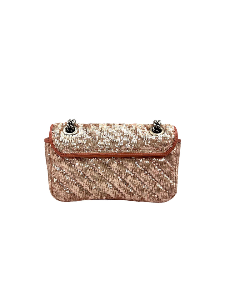 Gucci GG Marmont Pink/Silver Sequin Flap Bag