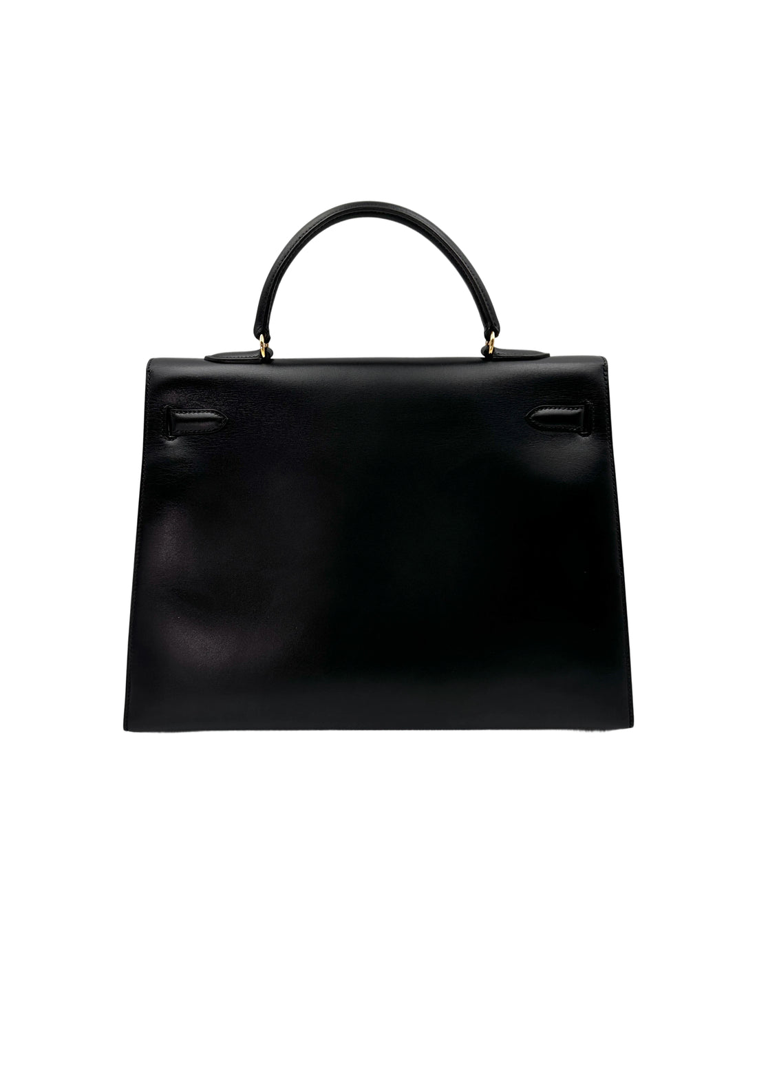 Hermes Kelly35 Black Leather Handle Bag With Gold Hardware