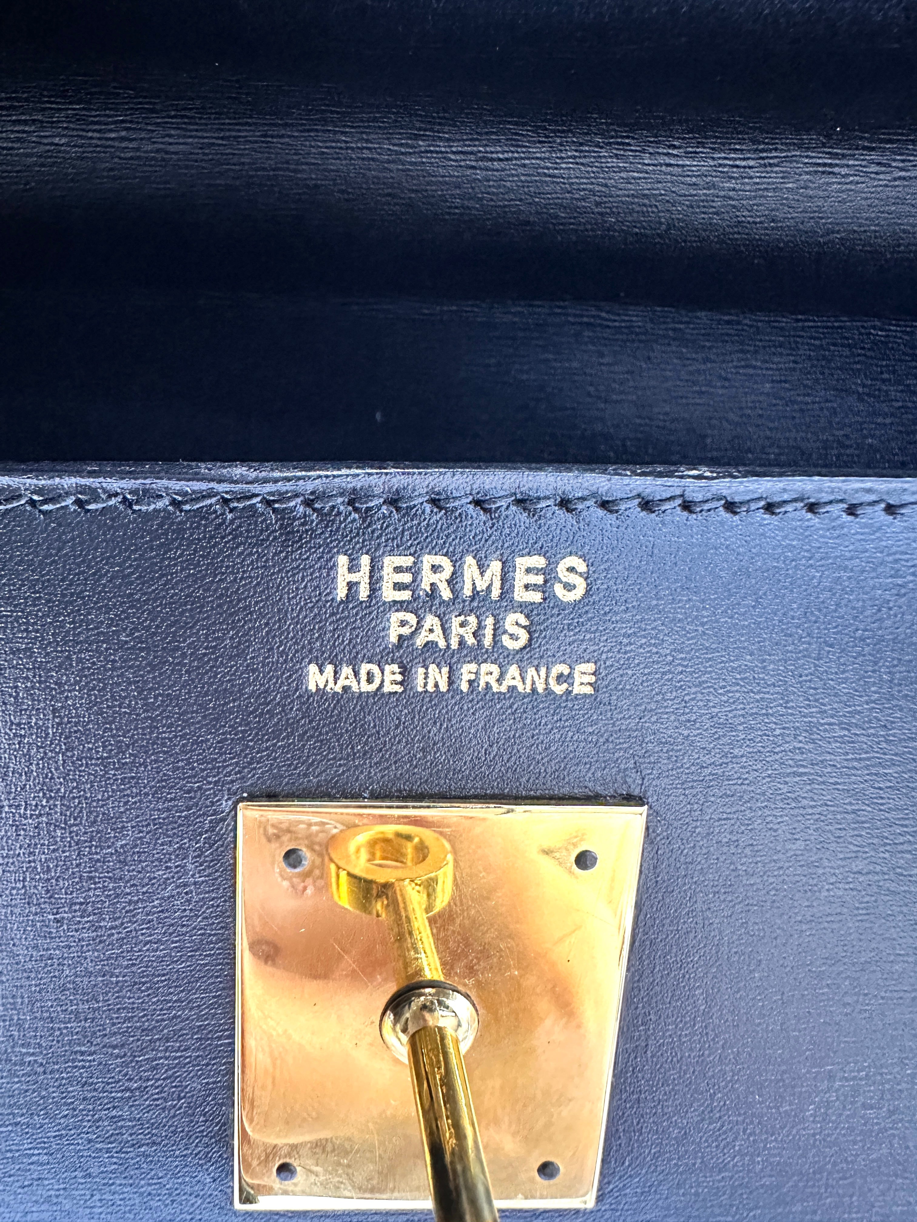 Hermes Kelly35 Black Leather Handle Bag With Gold Hardware