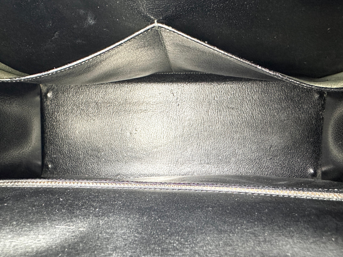 Hermes Kelly35 Black Leather Handle Bag With Gold Hardware