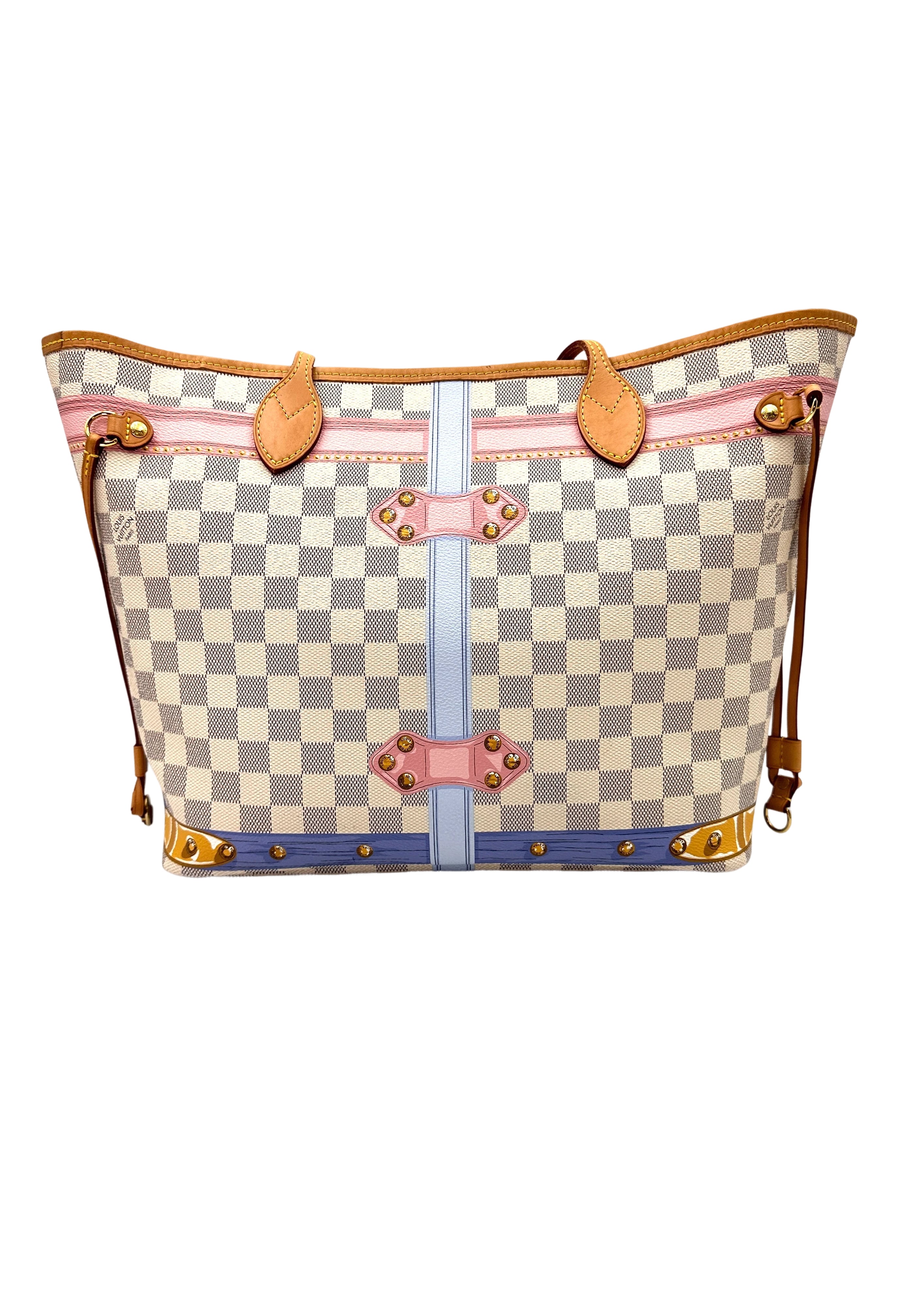 Louis Vuitton Neverfull Damier Azur Trompe L'oeil Tote Handle Bag With Pouch
