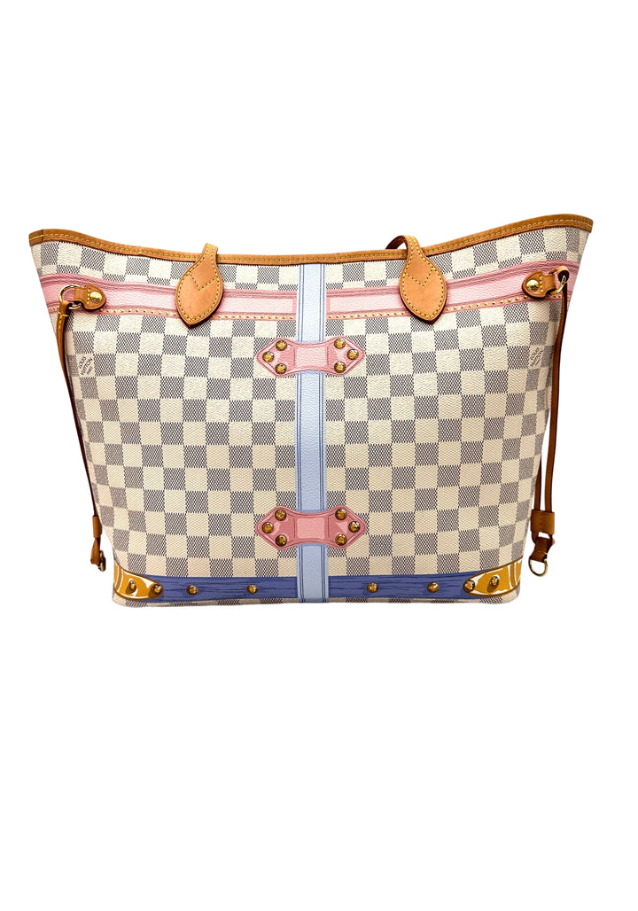 Louis Vuitton Neverfull Damier Azur Trompe L'oeil Tote Handle Bag With Pouch