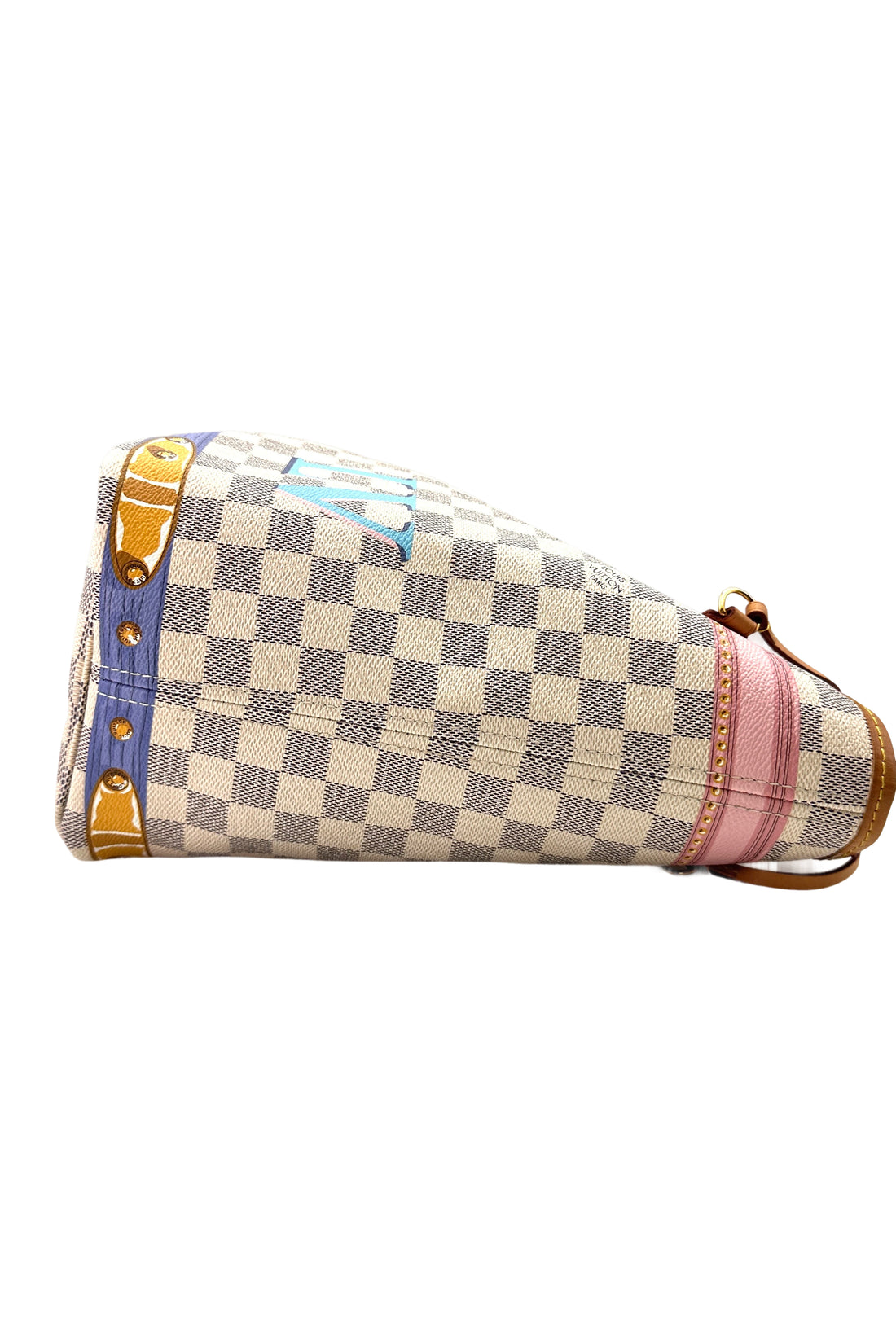 Louis Vuitton Neverfull Damier Azur Trompe L'oeil Tote Handle Bag With Pouch