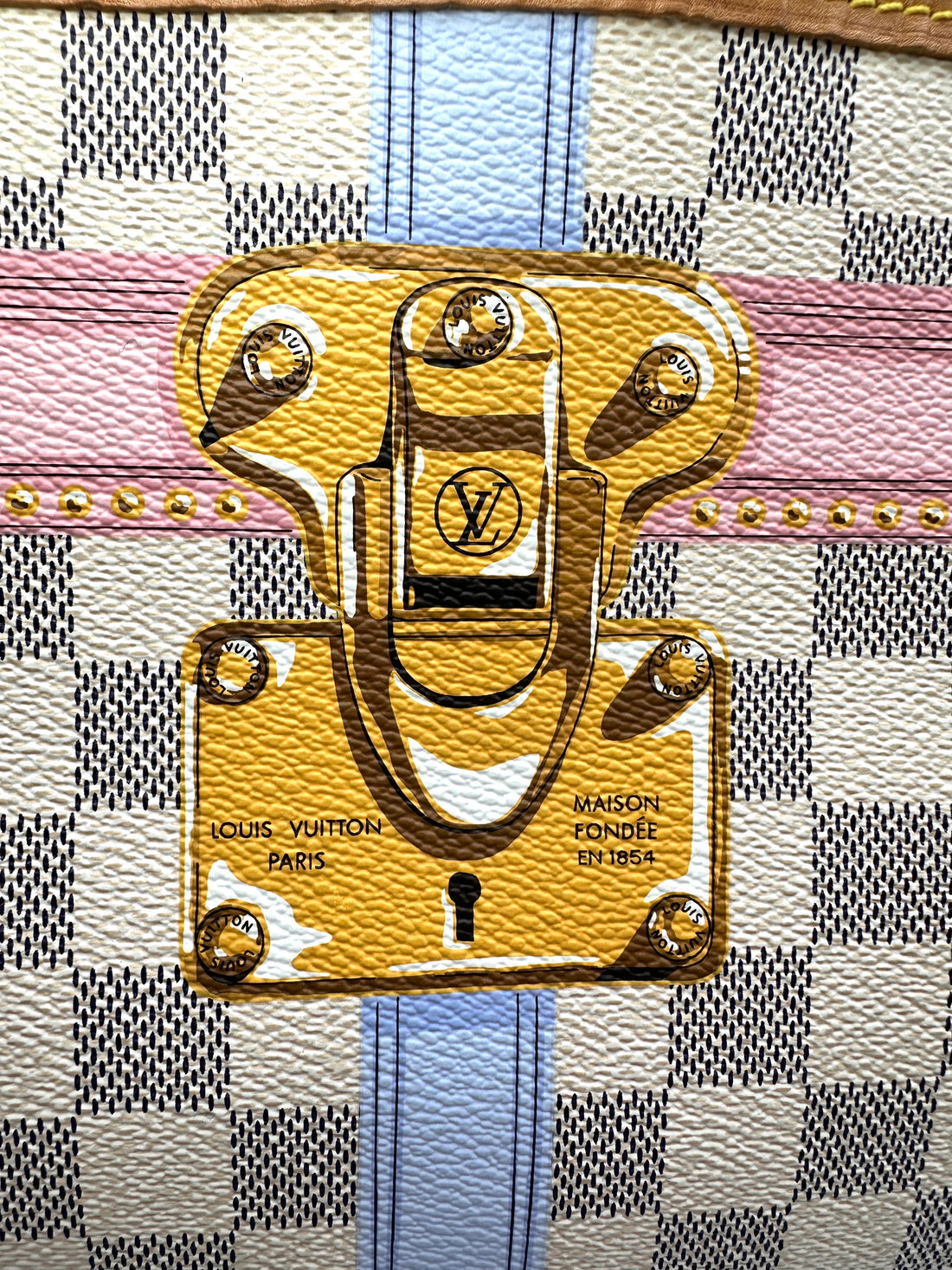 Louis Vuitton Neverfull Damier Azur Trompe L'oeil Tote Handle Bag With Pouch