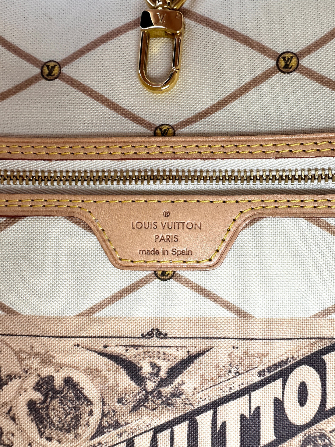 Louis Vuitton Neverfull Damier Azur Trompe L'oeil Tote Handle Bag With Pouch