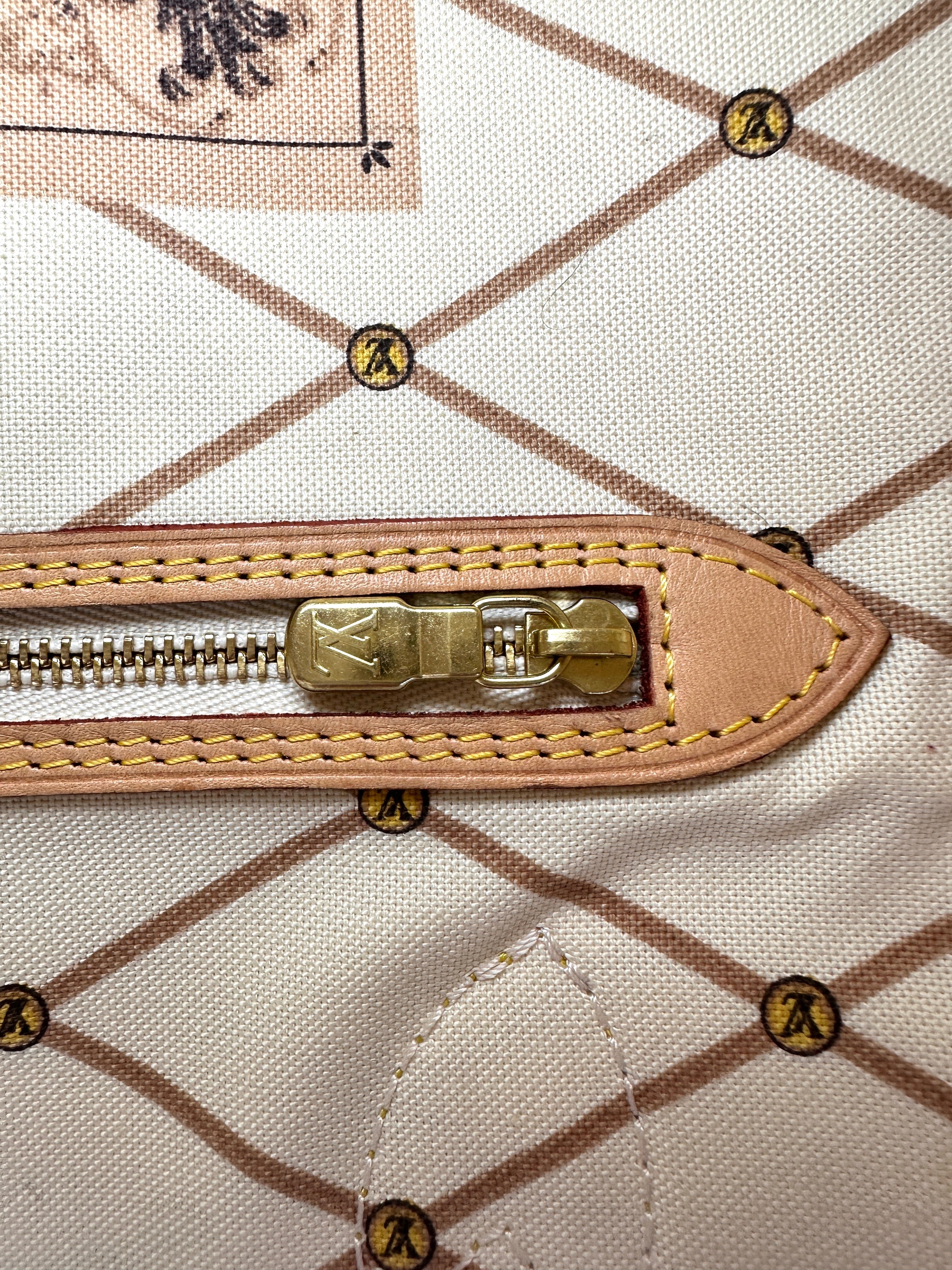 Louis Vuitton Neverfull Damier Azur Trompe L'oeil Tote Handle Bag With Pouch