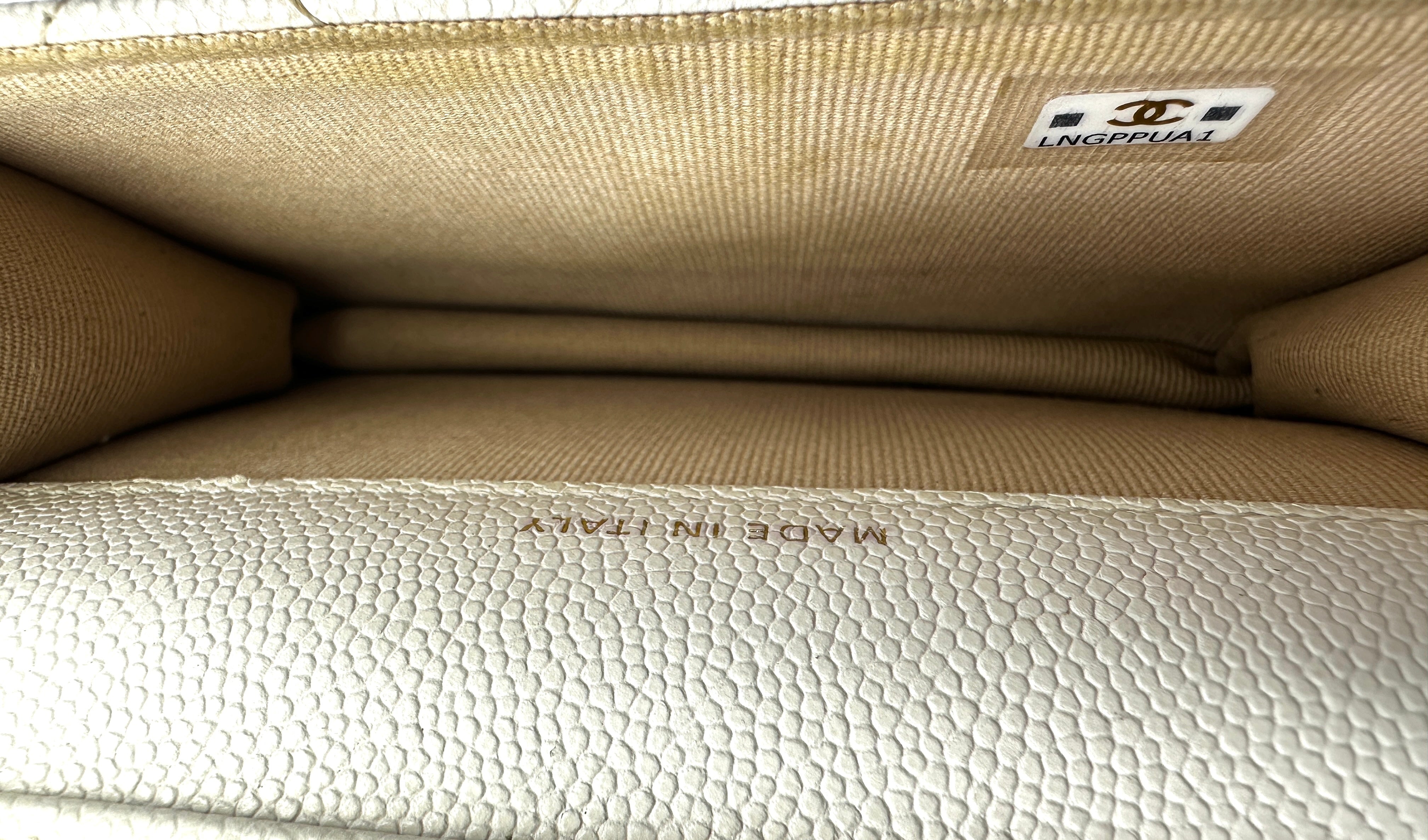 Chanel 22A White Quilted Leather Mini Wallet On Chain With Gold Hardware