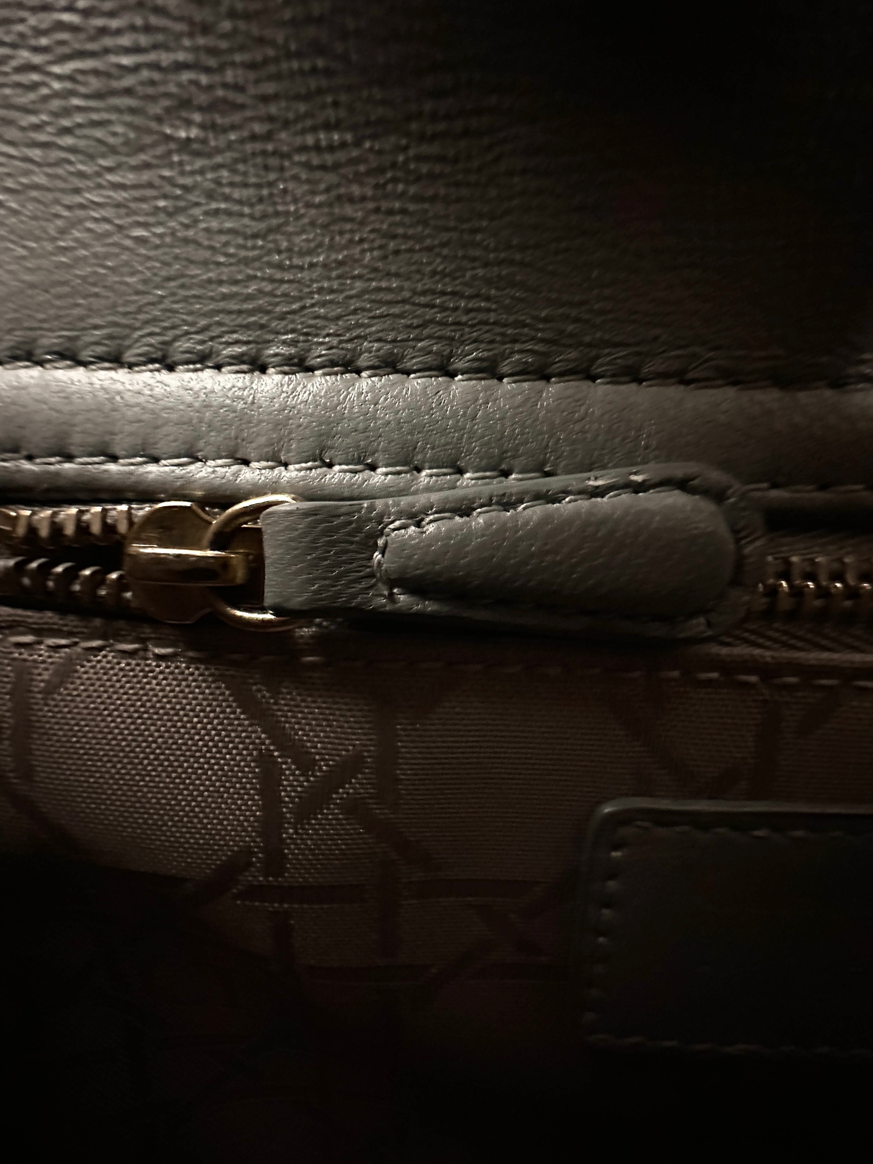 Christian Dior Lady Dior Grey Cannage Leather Handle Bag With Gold Charms