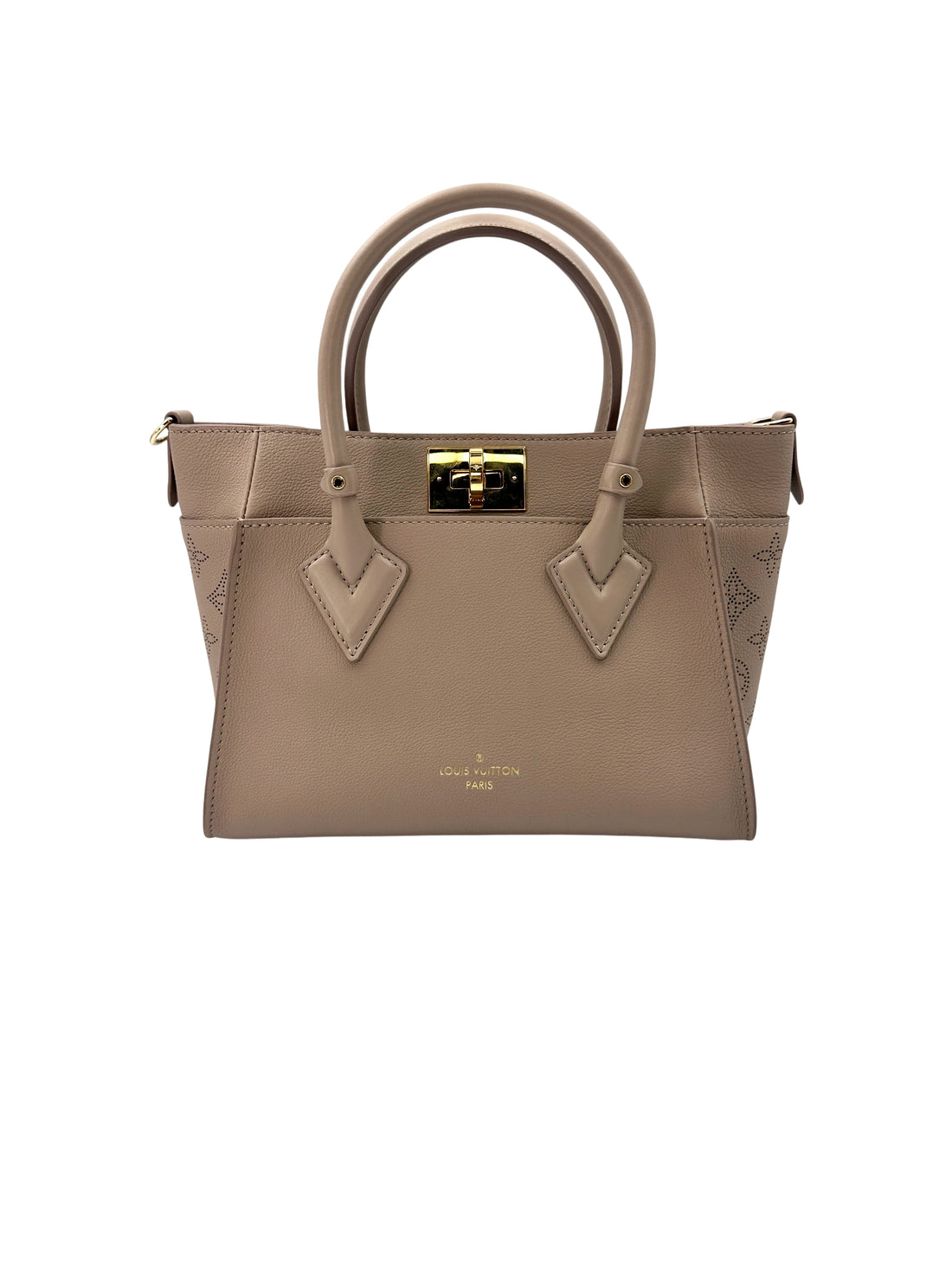 Louis Vuitton On My Side Grey Leather Tote Handle Bag