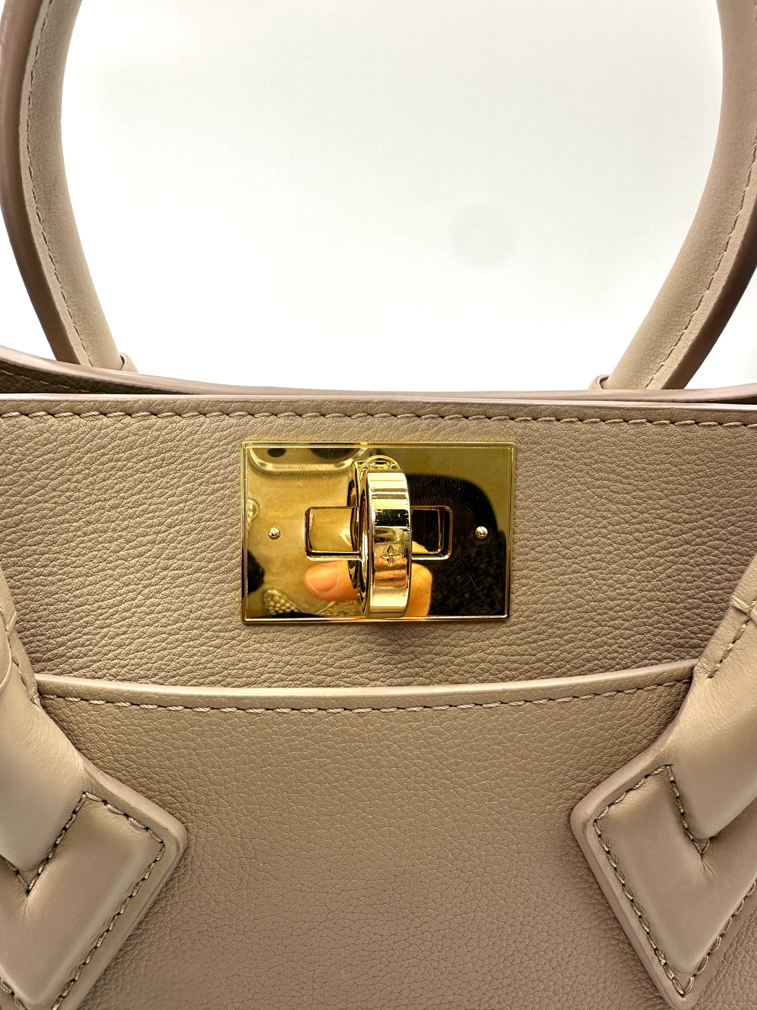 Louis Vuitton On My Side Grey Leather Tote Handle Bag