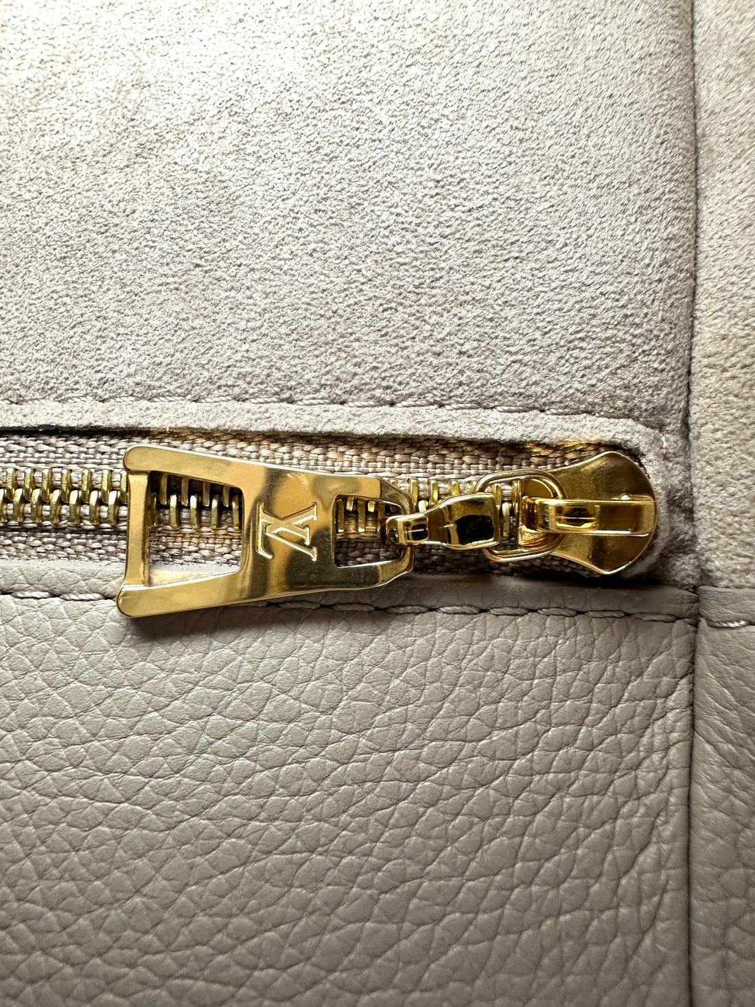 Louis Vuitton On My Side Grey Leather Tote Handle Bag