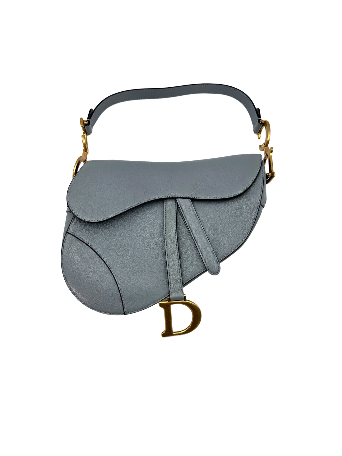 Christian Dior Blue Leather Medium Size Saddle Bag