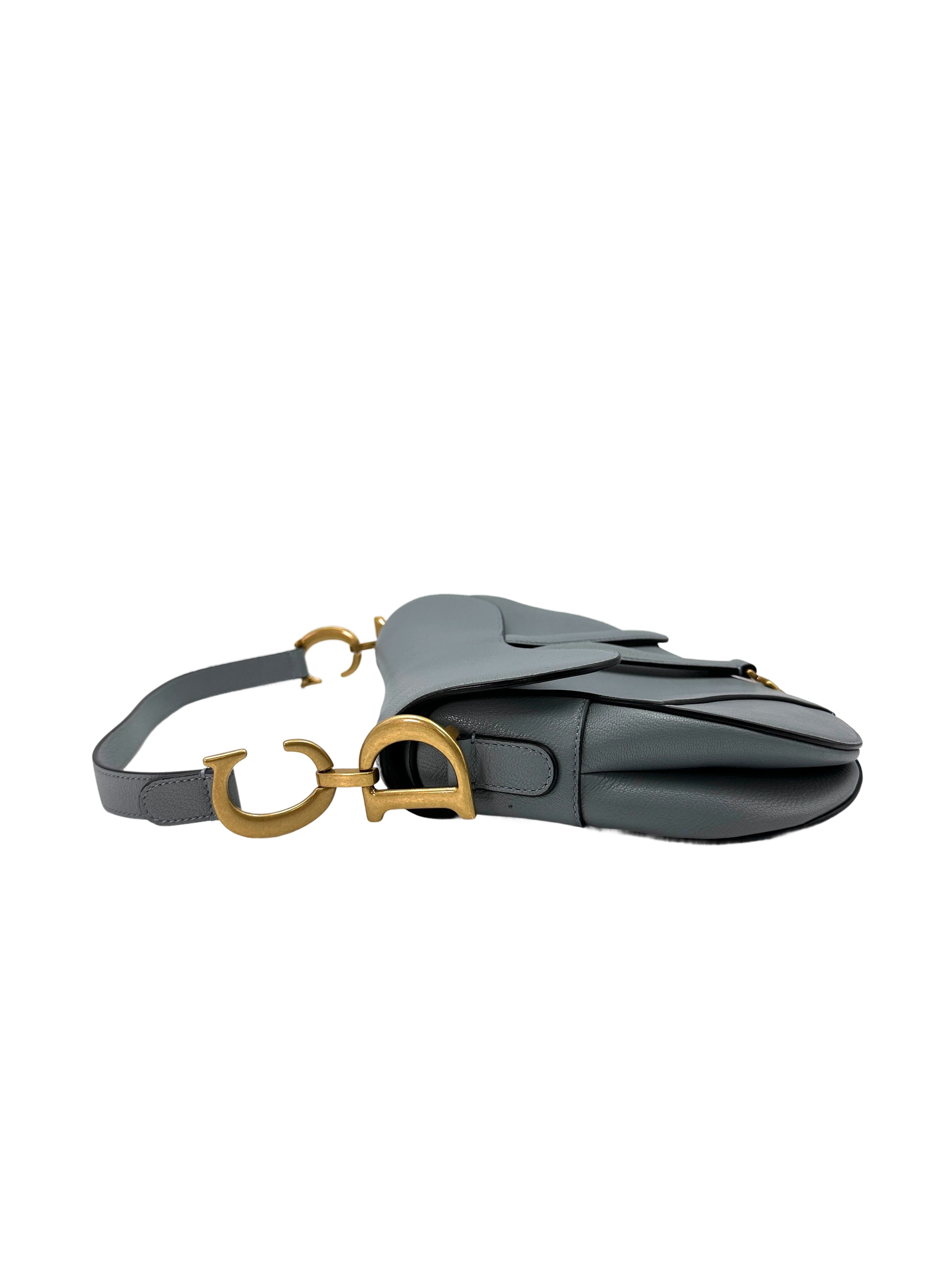 Christian Dior Blue Leather Medium Size Saddle Bag