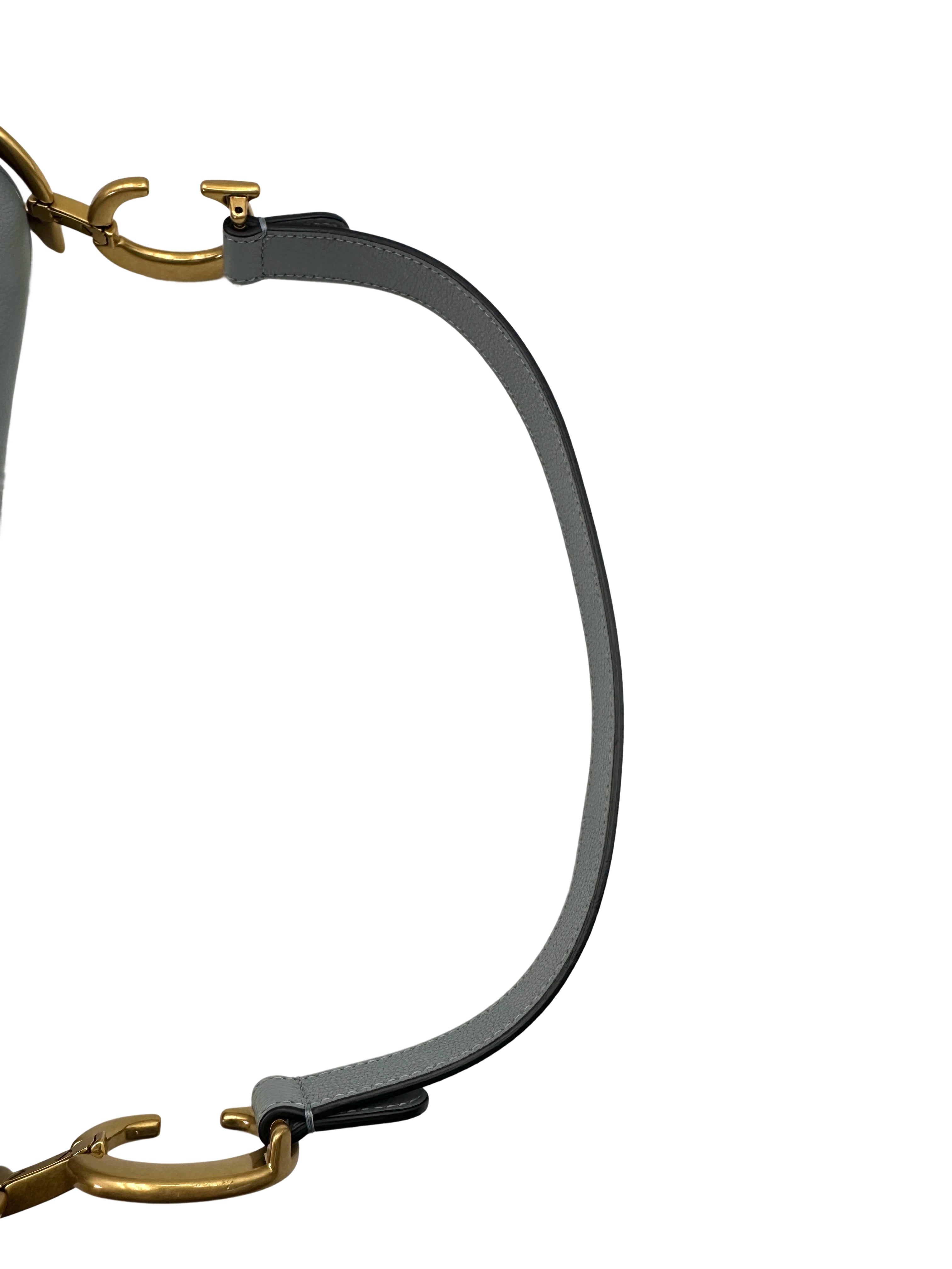 Christian Dior Blue Leather Medium Size Saddle Bag