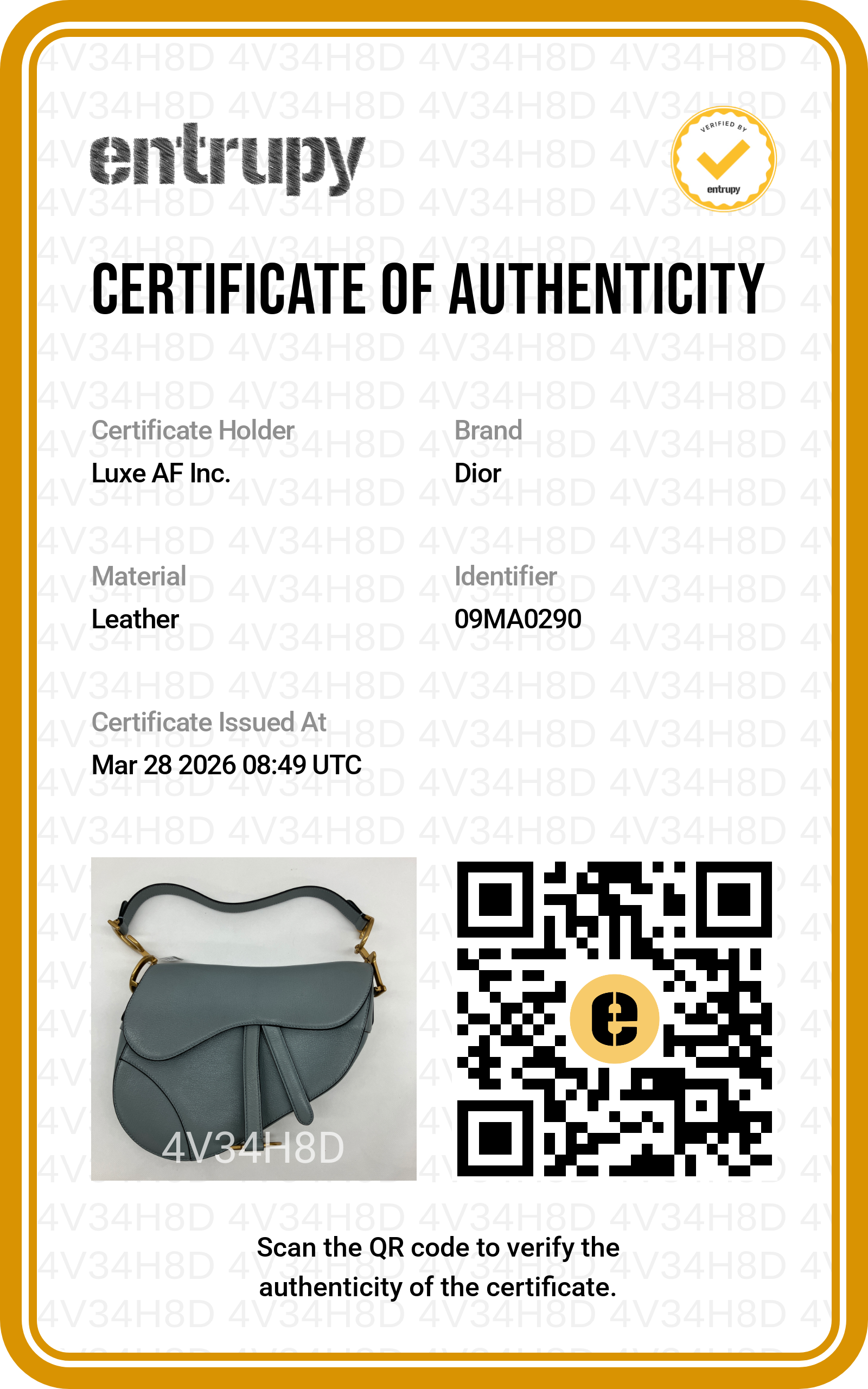 Christian Dior Blue Leather Medium Size Saddle Bag