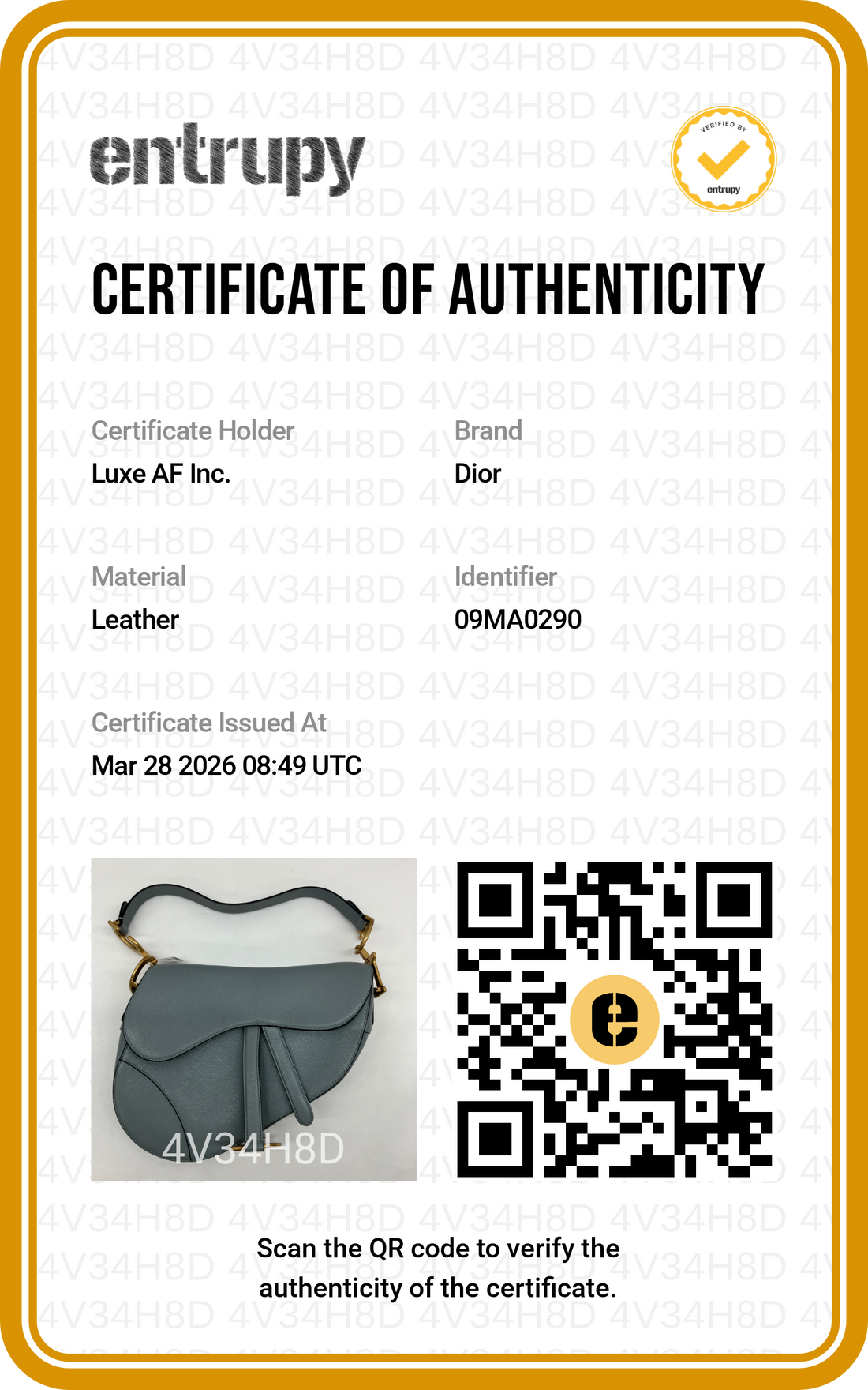 Christian Dior Blue Leather Medium Size Saddle Bag