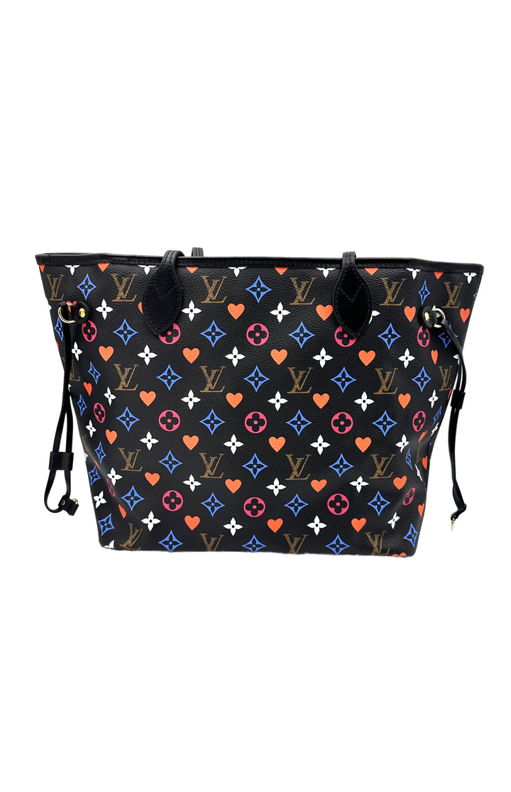 Louis Vuitton Game On Neverfull MM Black Multicolor Monogram Tote Handle Bag